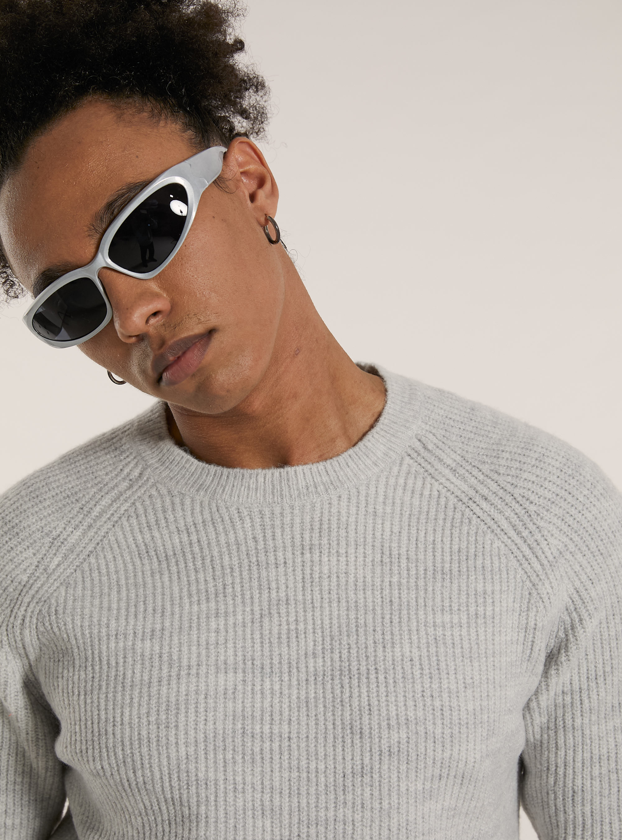 Jersey de canalé inglés en mezcla de lana, MGY2 GREY MEL MEDIUM