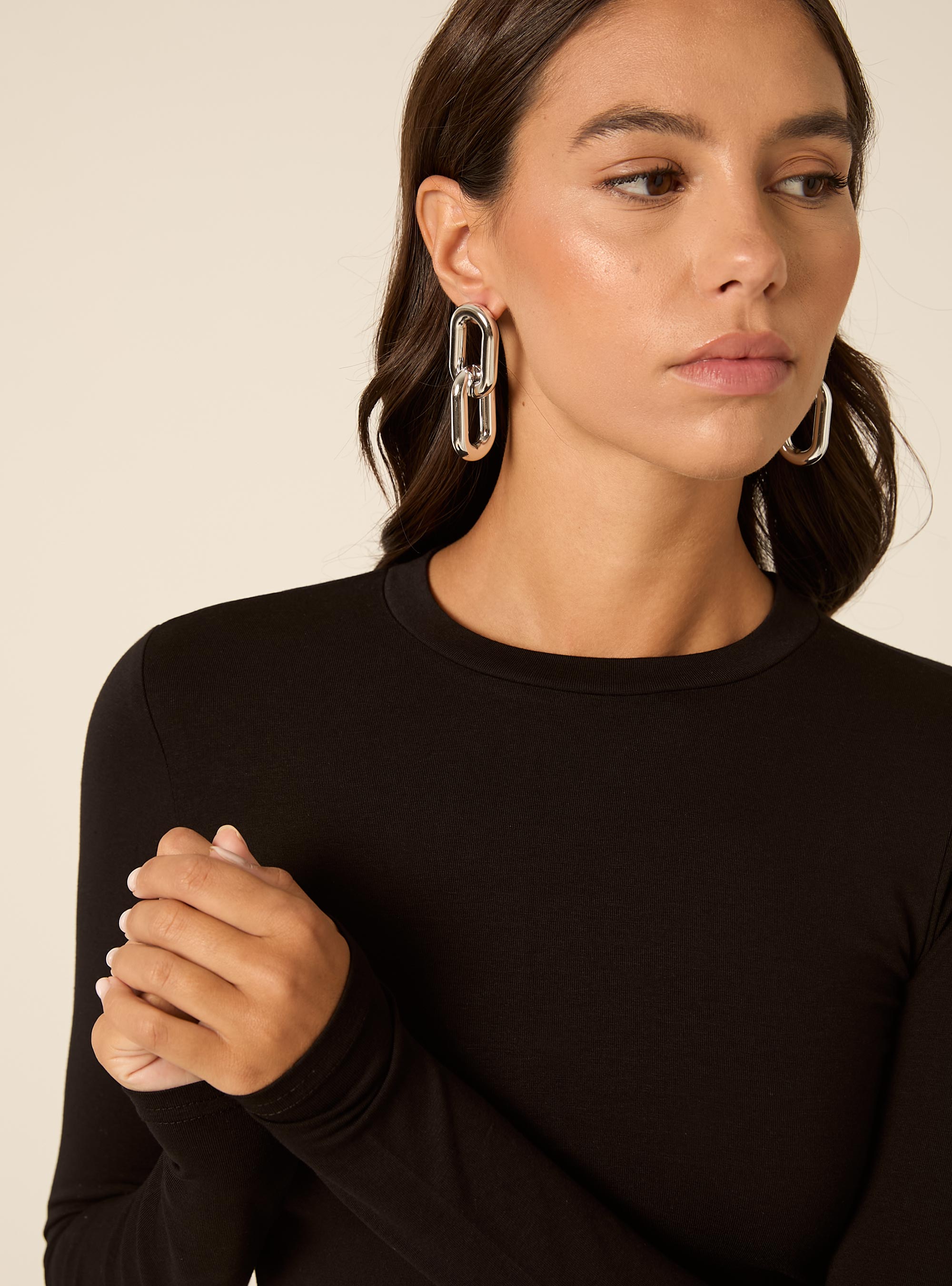 Maglia crop a maniche lunghe, BK1 BLACK