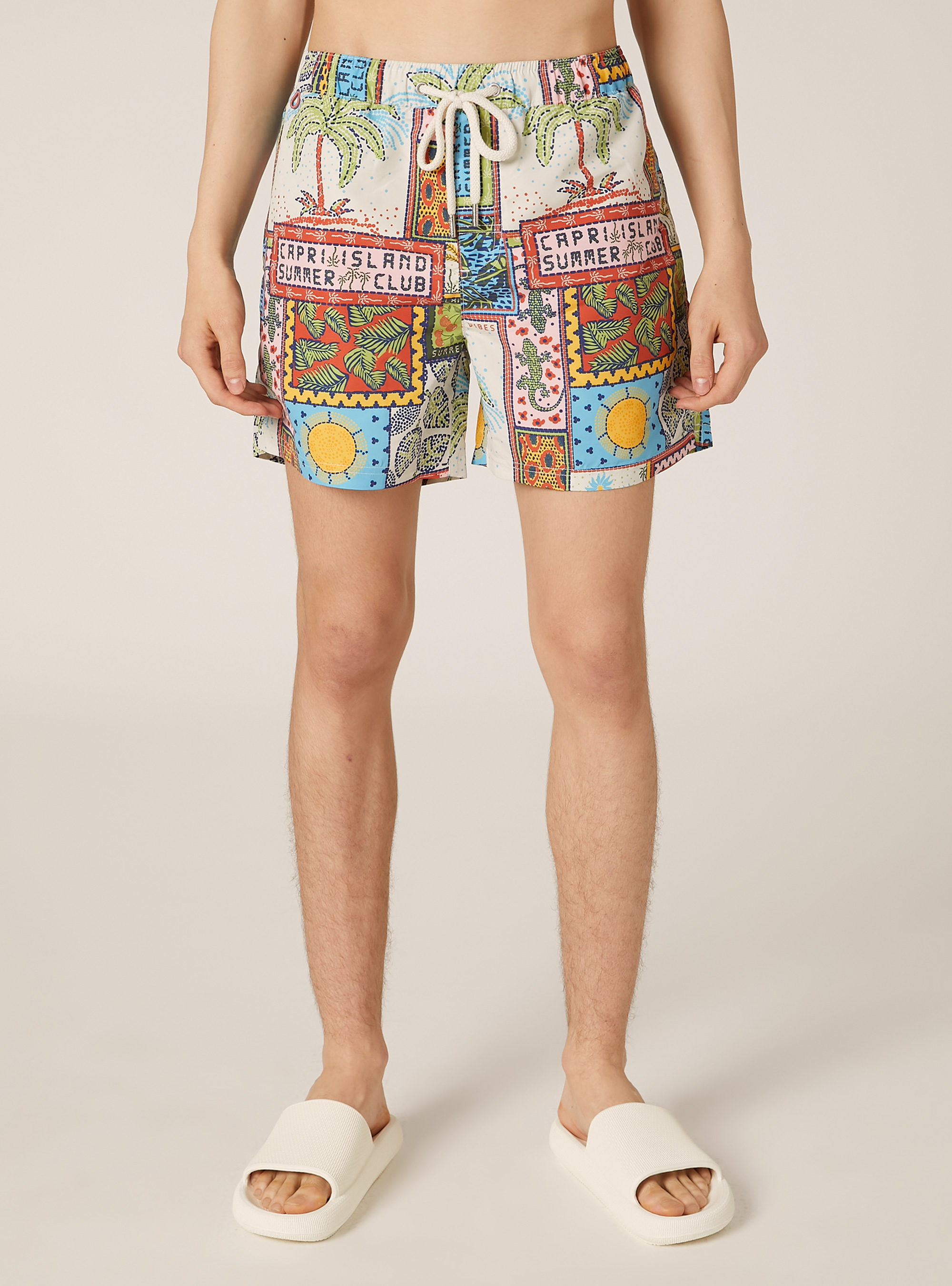 Costume con stampa tropicale, YE2 YELLOW MEDIUM