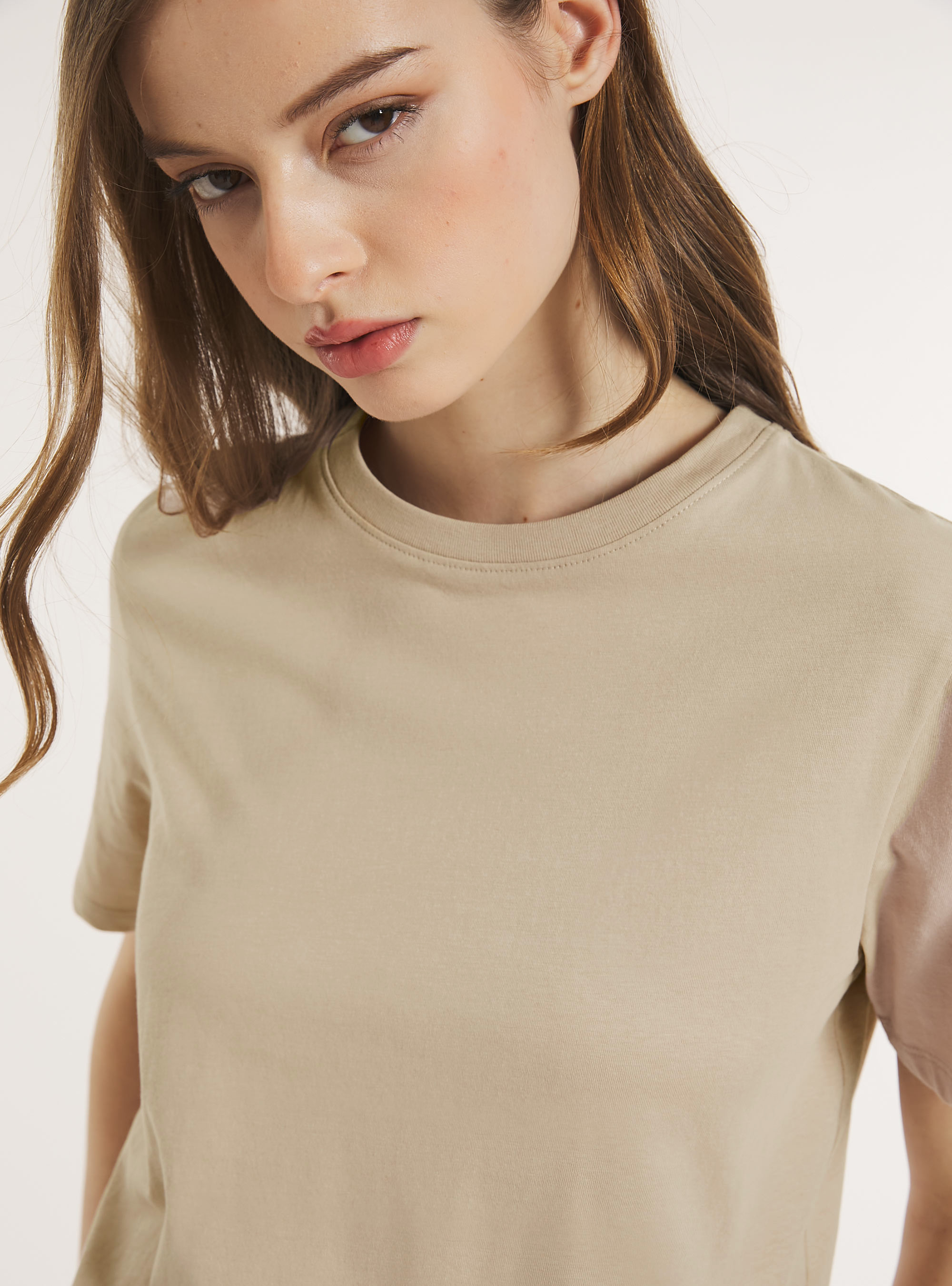 Crew-neck cotton T-shirt, CR2 CREAM MEDIUM