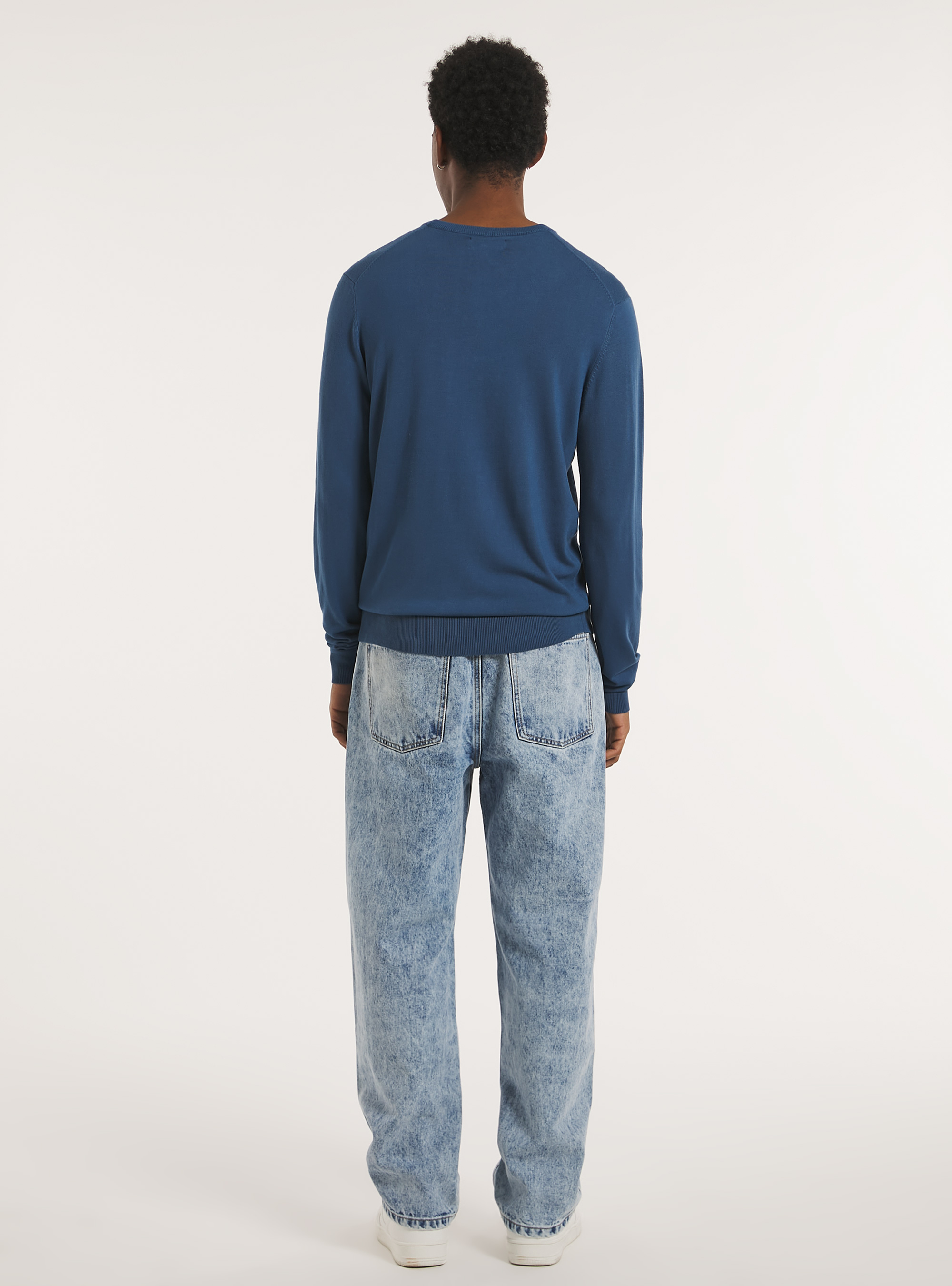 Round-neck pullover made of sustainable viscose Ecovero, BL2 BLUE MEDIUM