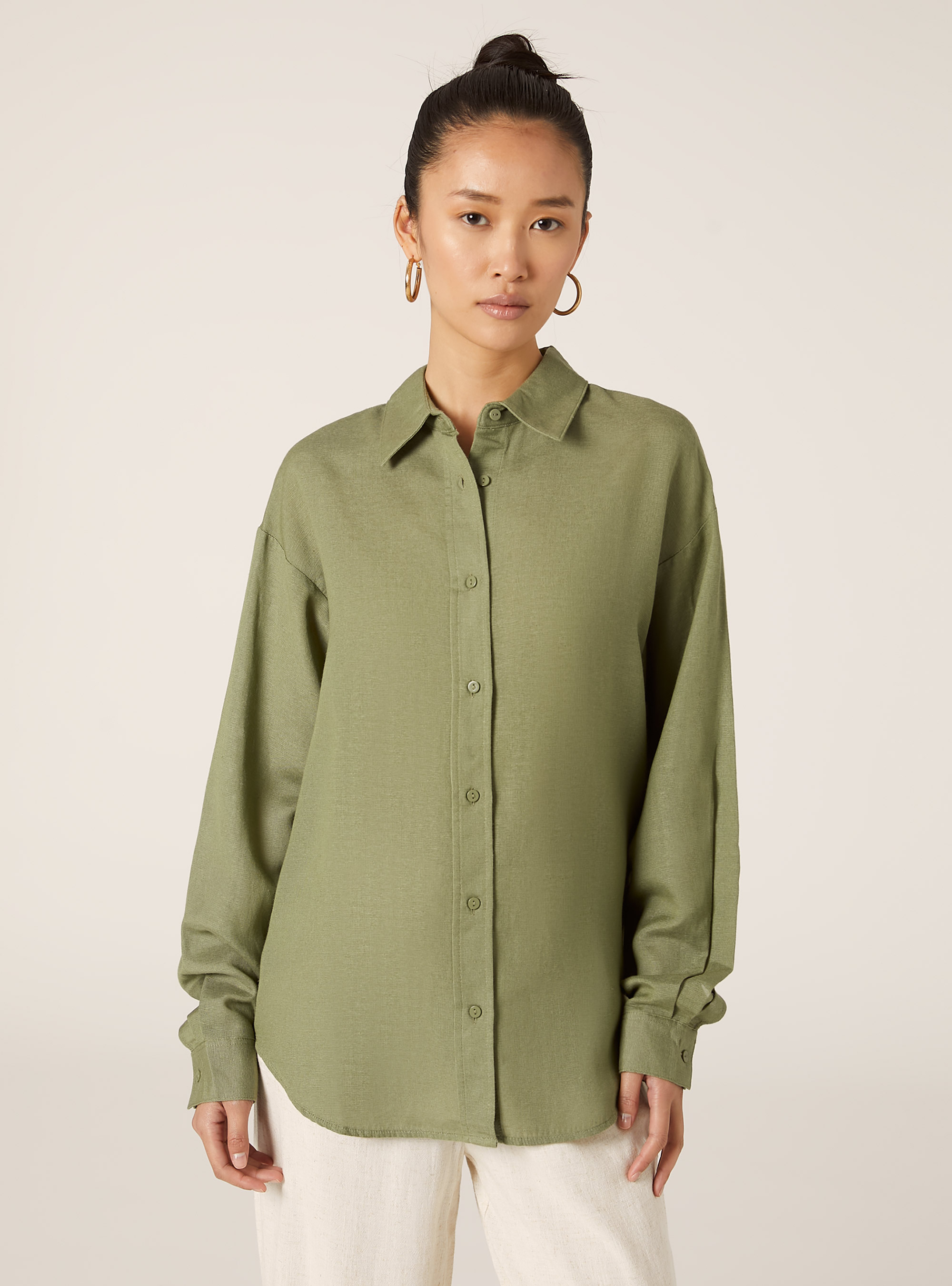 Camicia in lino comfort fit, KY2 KAKY MEDIUM