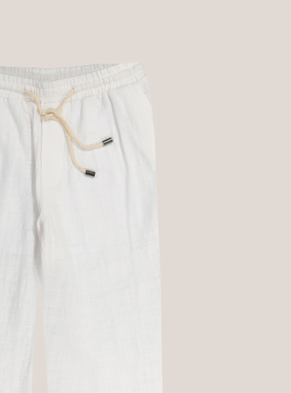 Cotton trousers with drawstring waist, WHITE