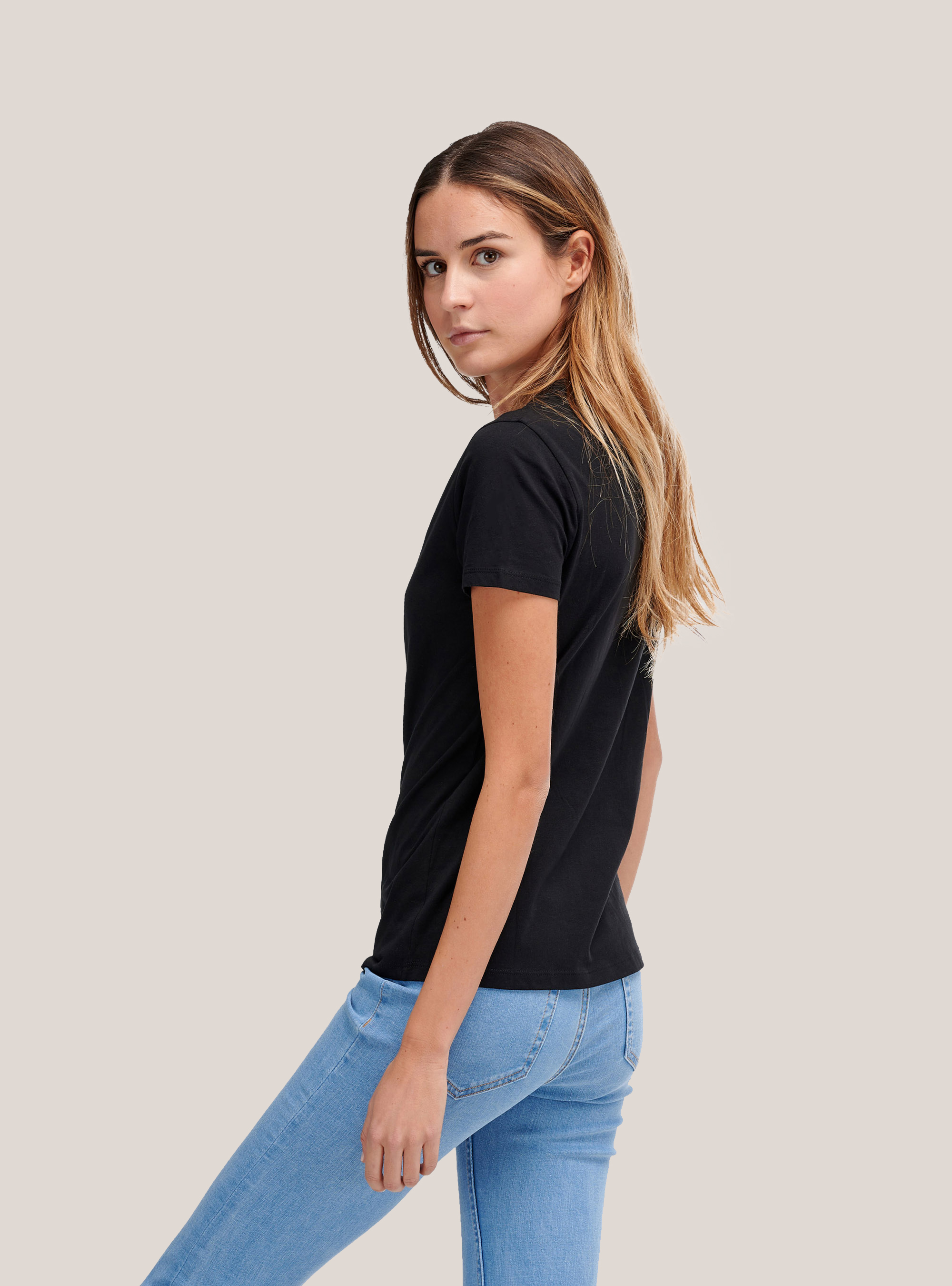 Cotton T-shirt with sequined smiley face, BLACK