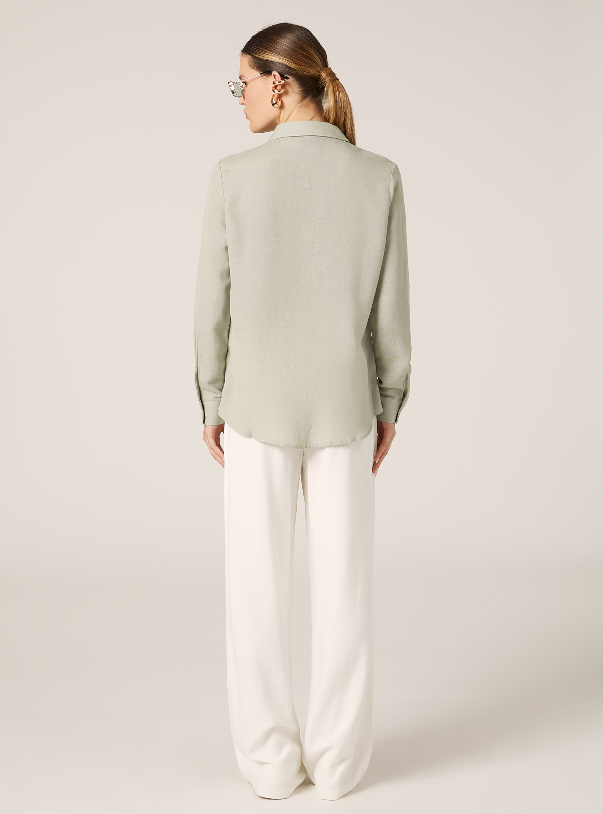 Bluse aus einer Leinenmischung, SG3 SAGE LIGHT