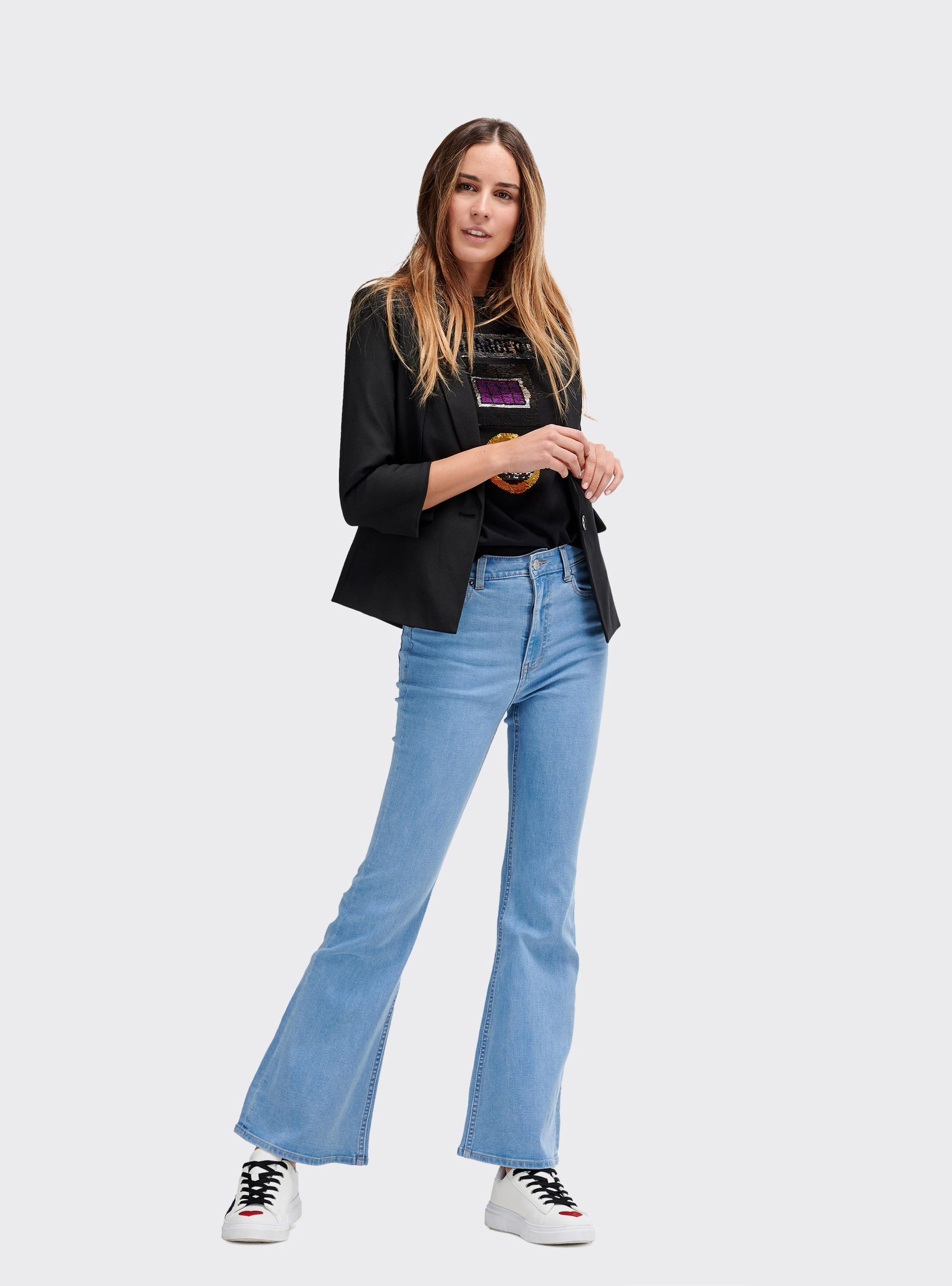 Blazer corto avvitato, NERO