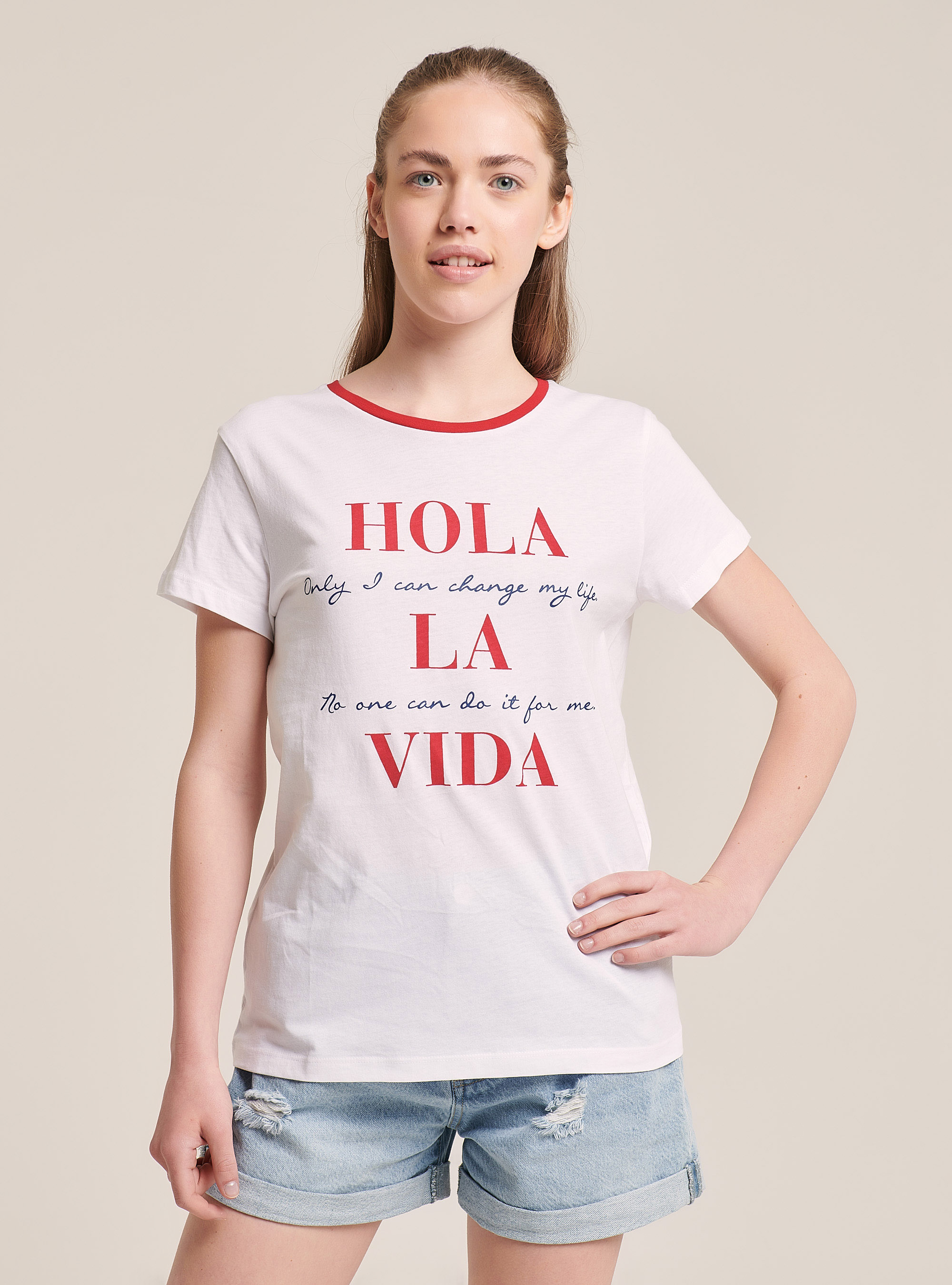 T-Shirt mit Aufdruck auf Vorderseite, C099 WHITE