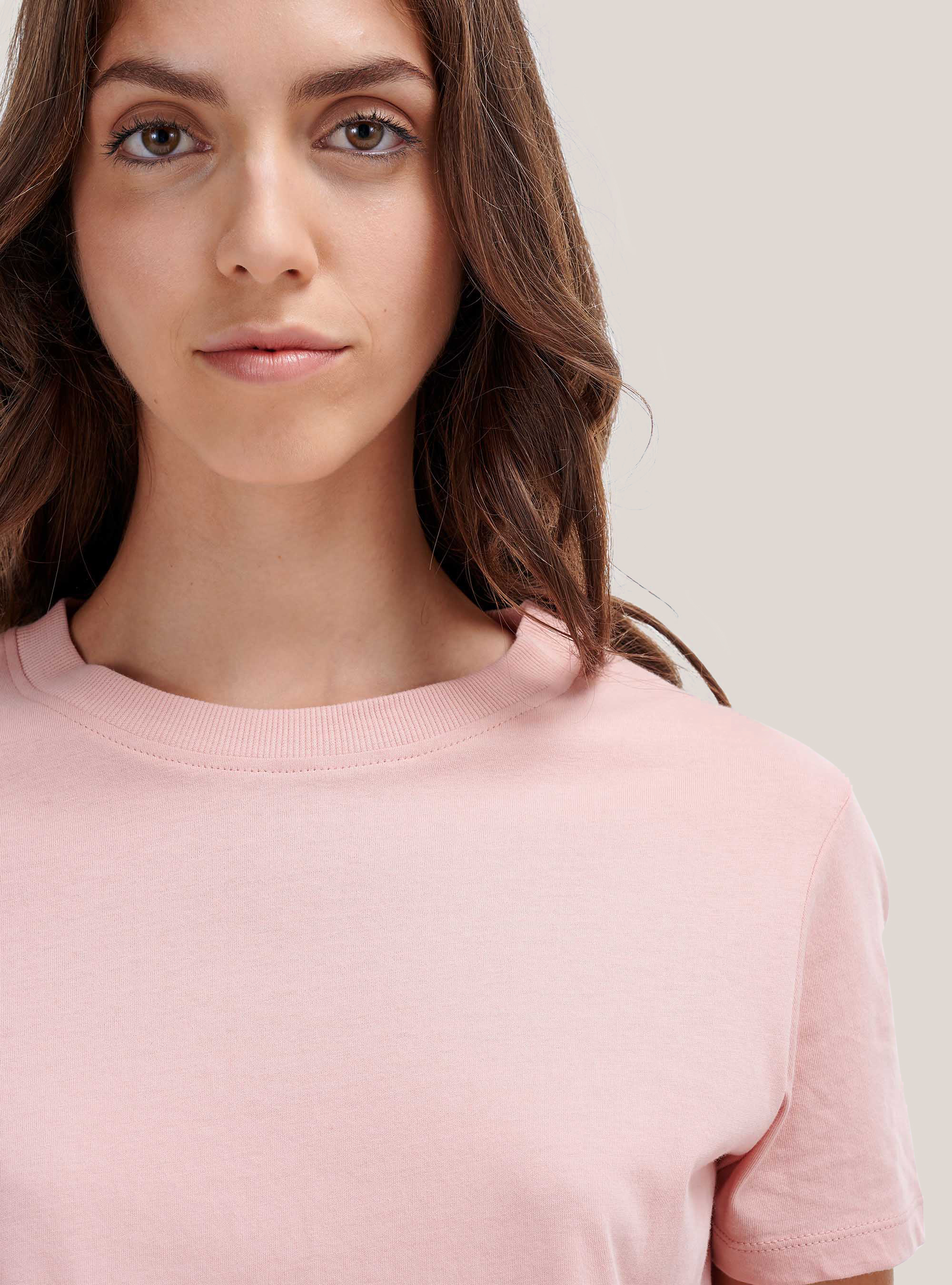 Maglietta tinta unita essential in cotone combed, ROSA