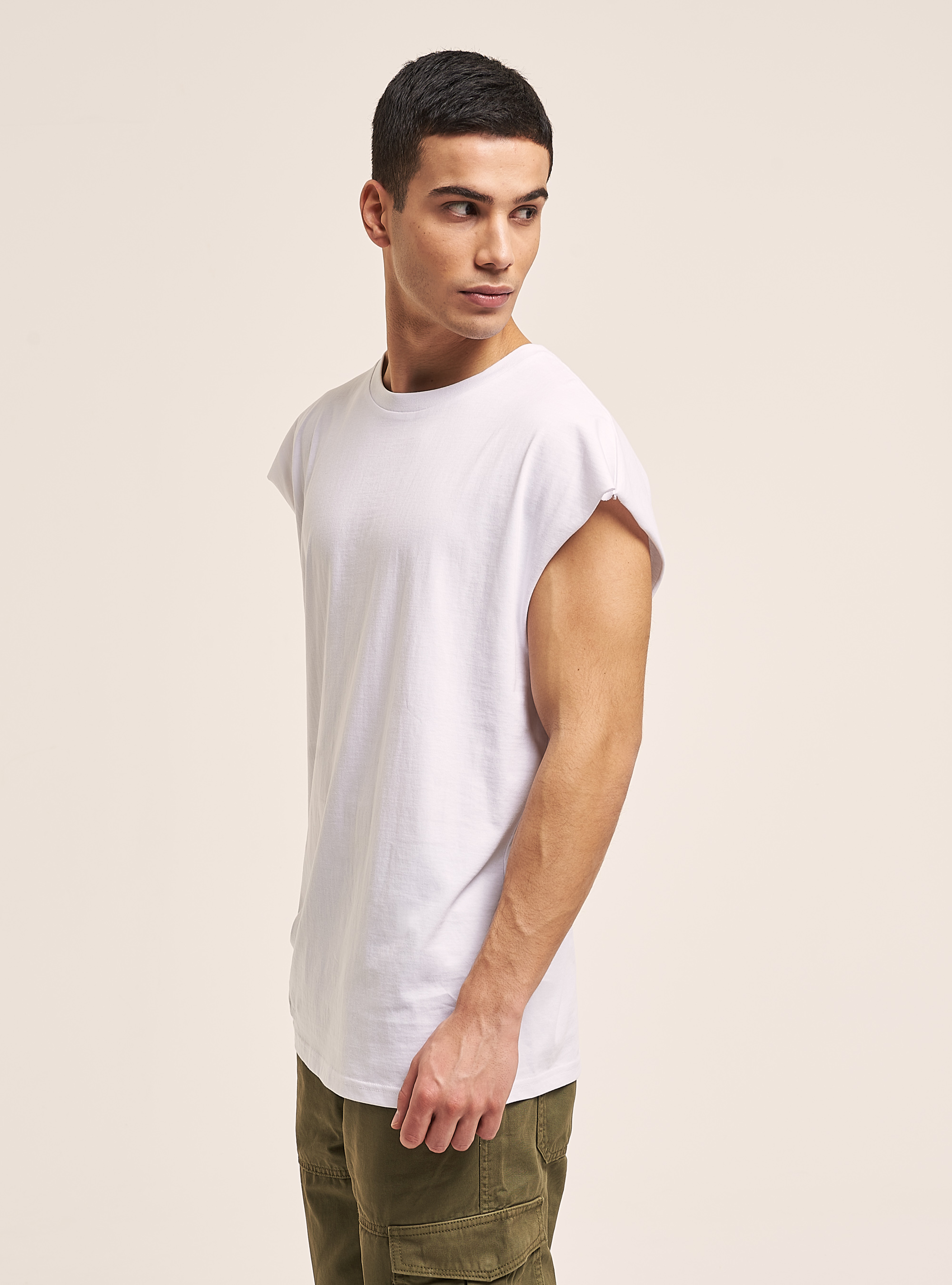 Canotta oversize in cotone, BIANCO