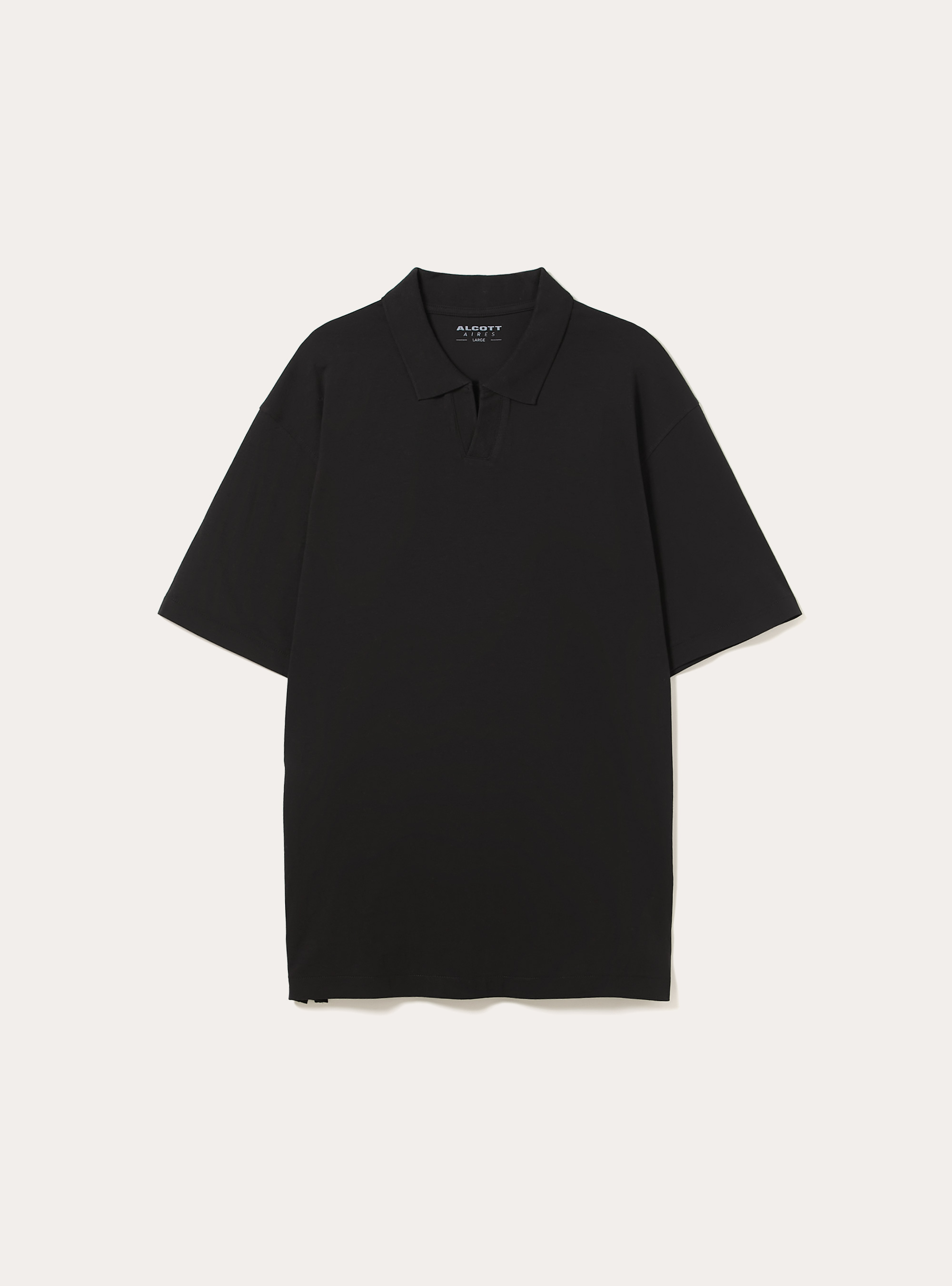 Polo mezza placchetta in jersey elasticizzato, BK1 BLACK