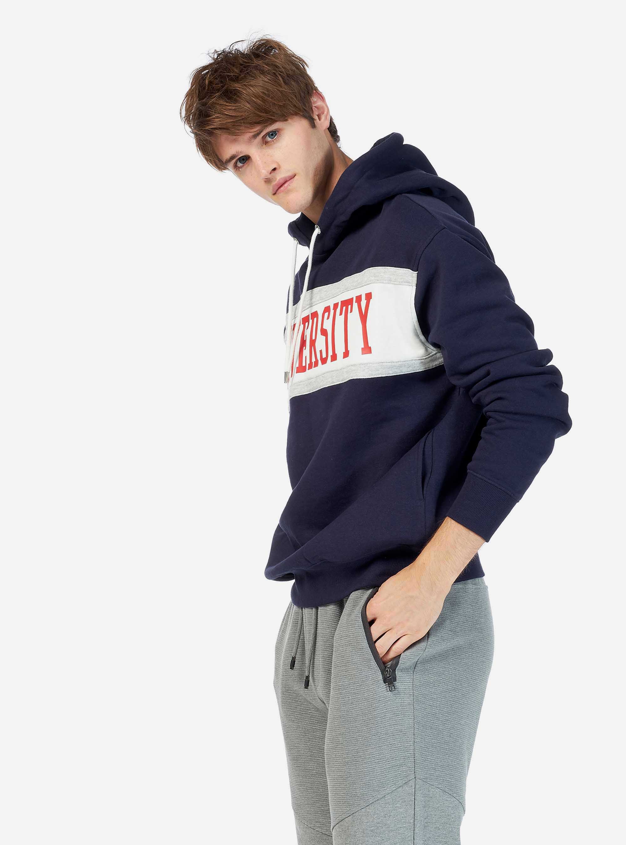 Felpa hoody con stampa, BLU