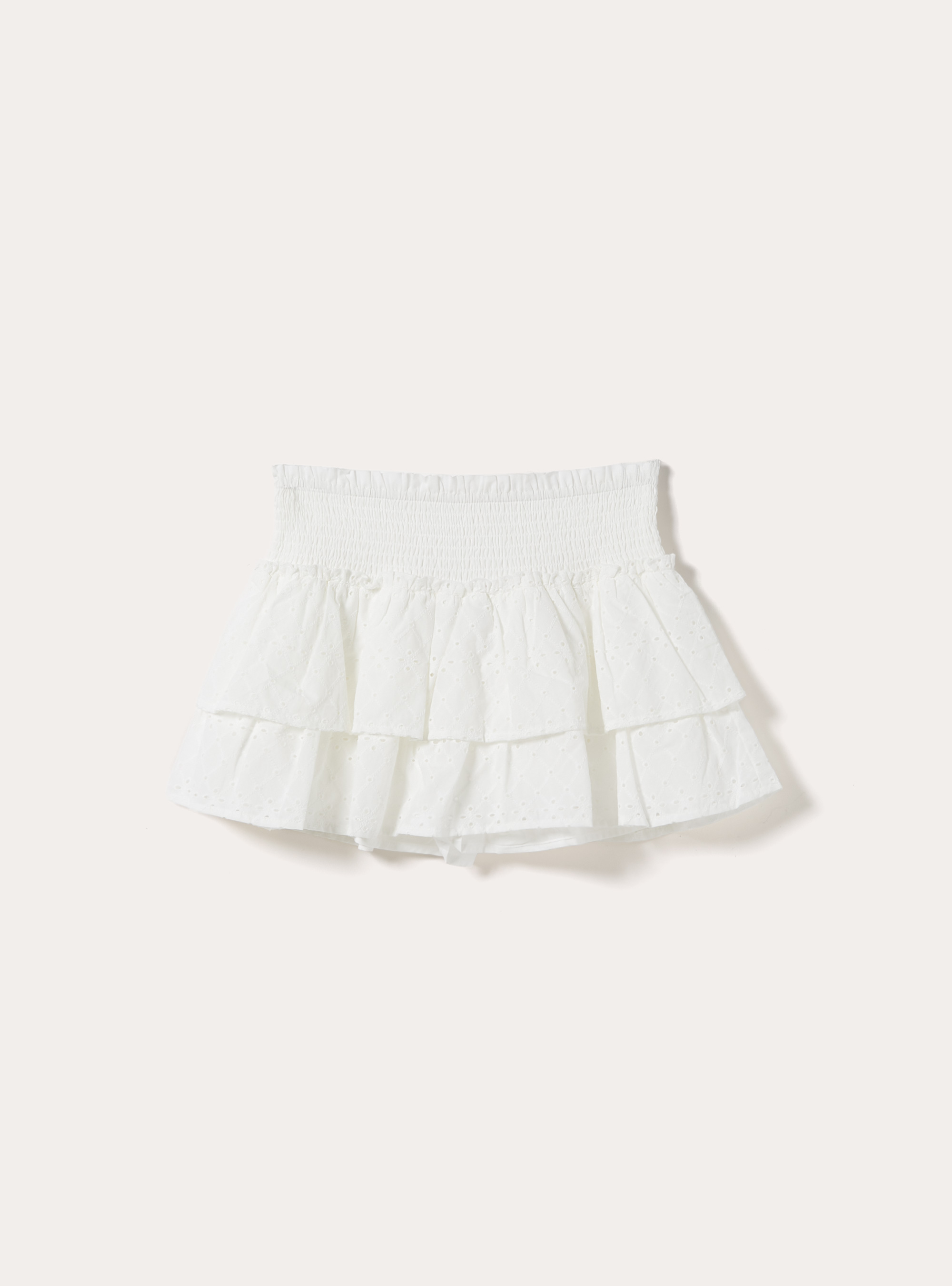 Skort con volant in sangallo, WH2 WHITE