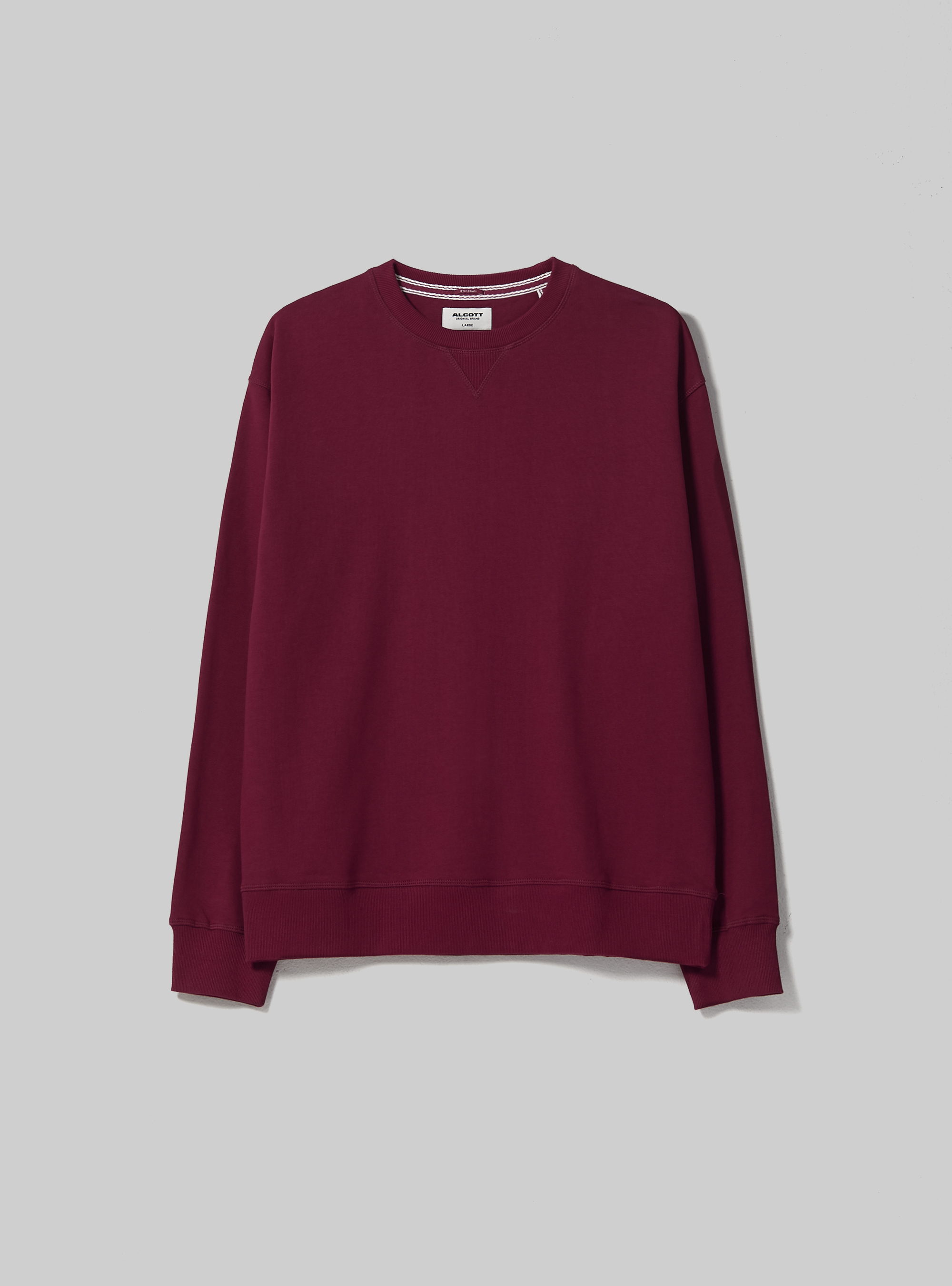 Felpa girocollo tinta unita, BO2 BORDEAUX MEDIUM