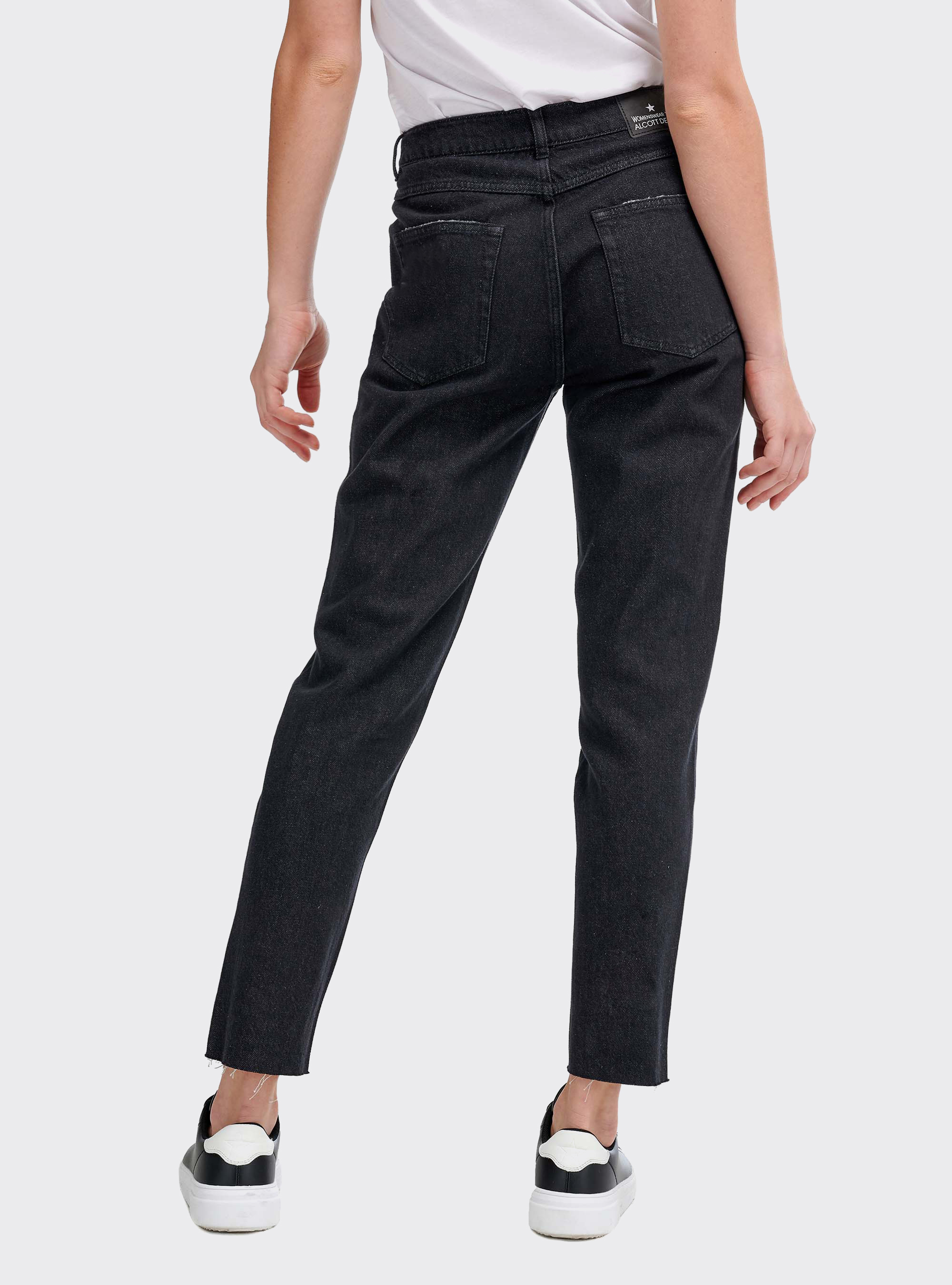 Jeans mom fit, C101 BLACK