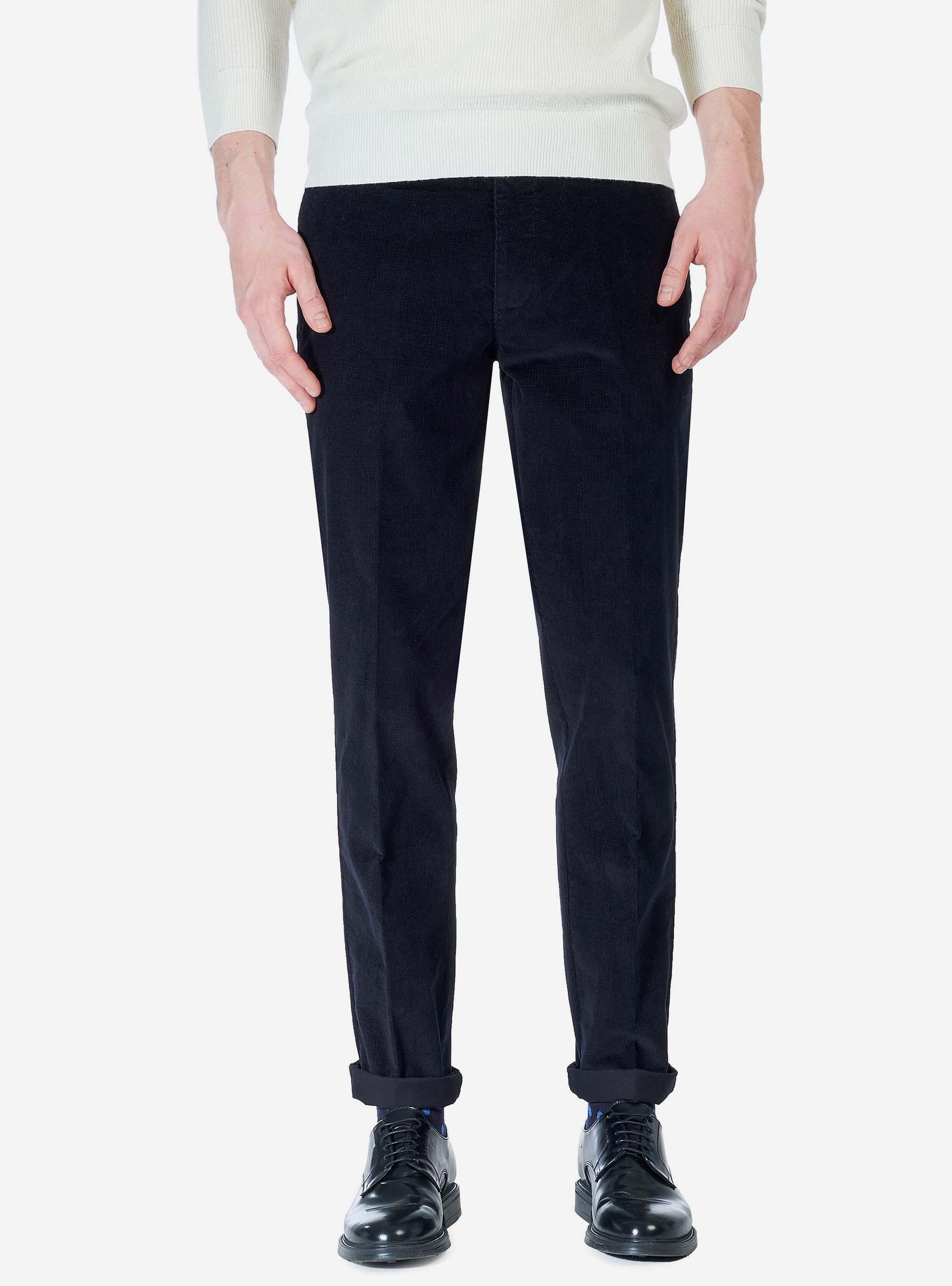 Pantaloni chino in velluto, NERO