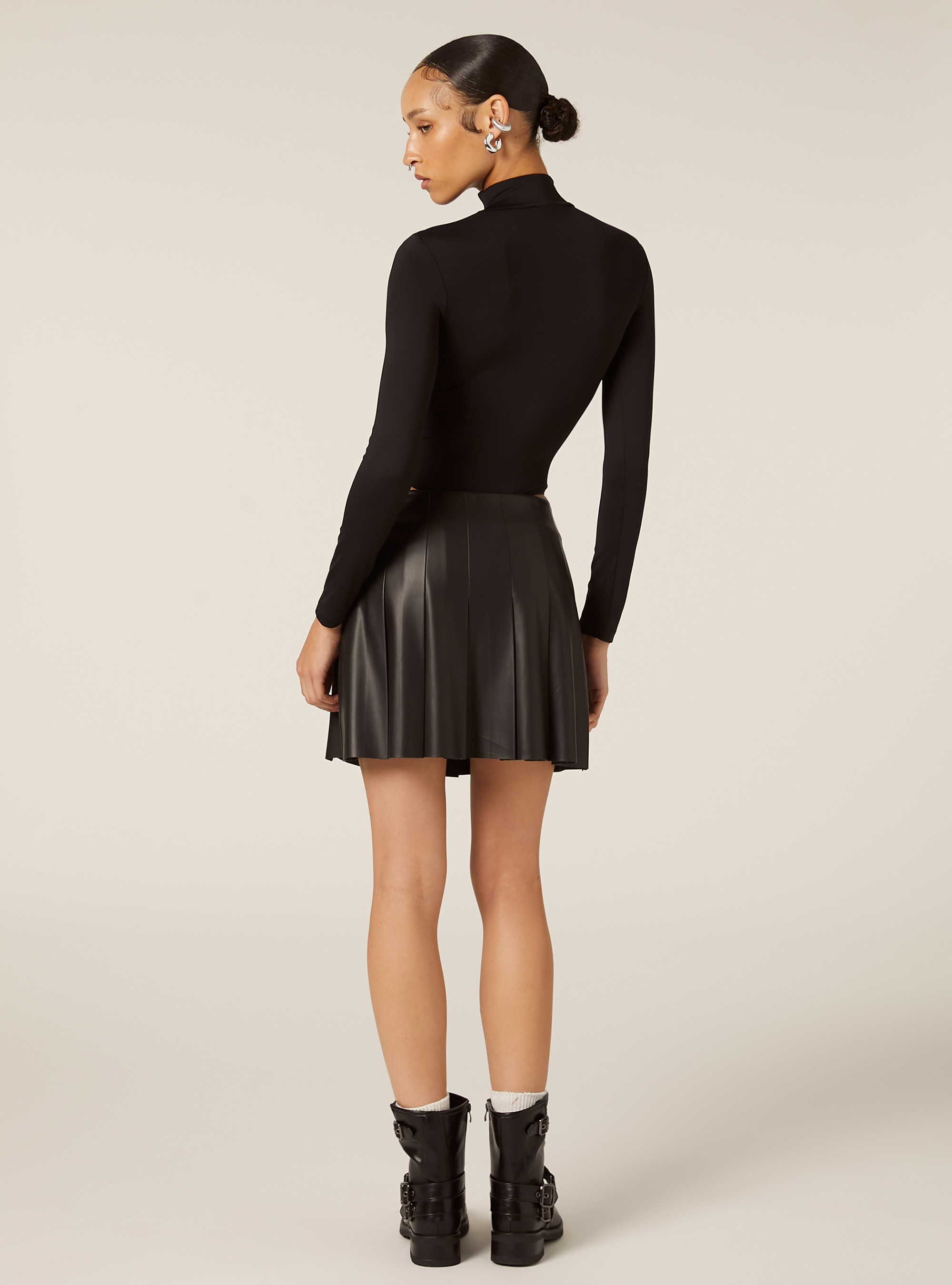 High-neck stretch bodysuit, BK1 BLACK