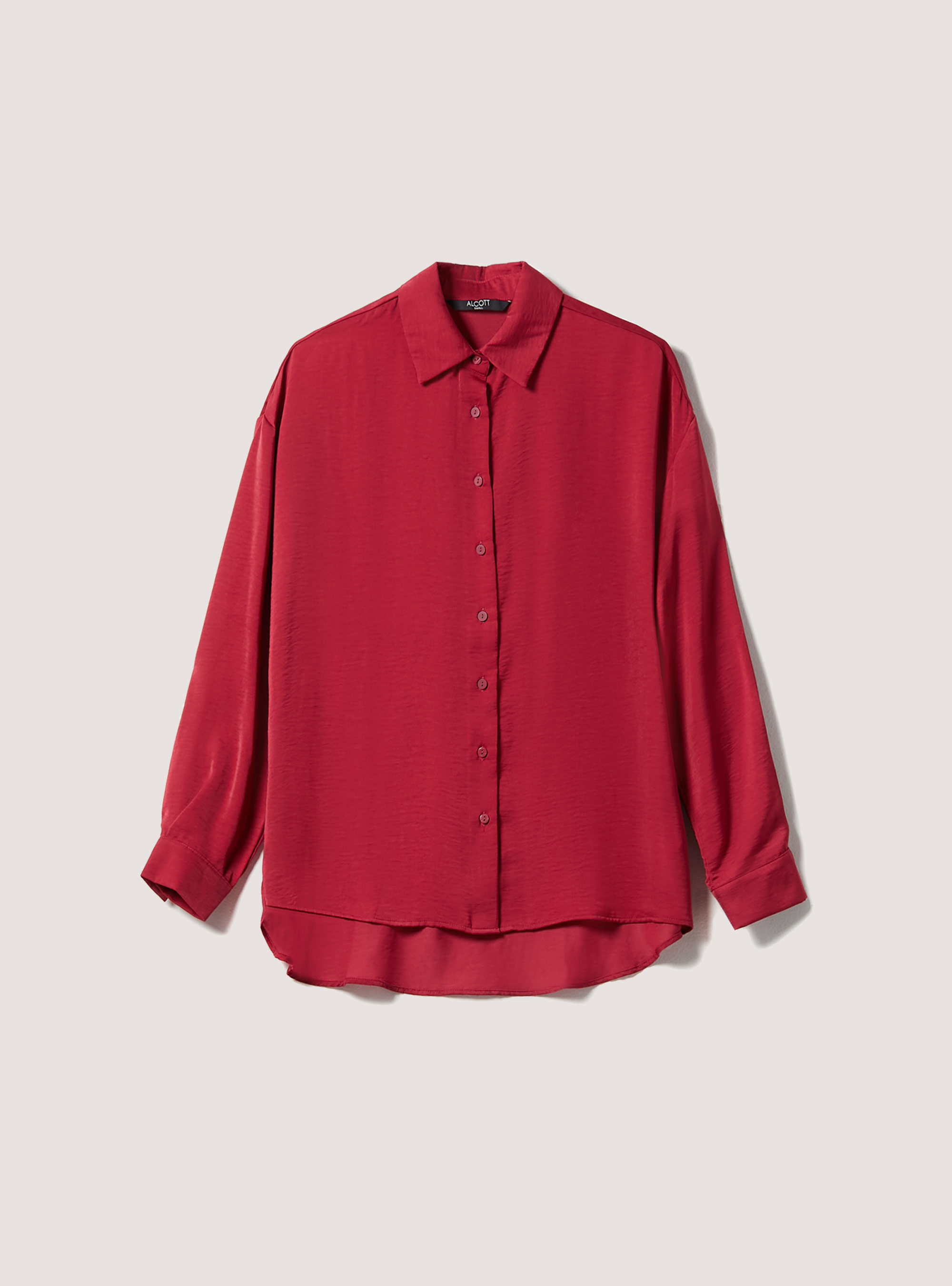 Solid-coloured satin shirt, RD2 RED MEDIUM