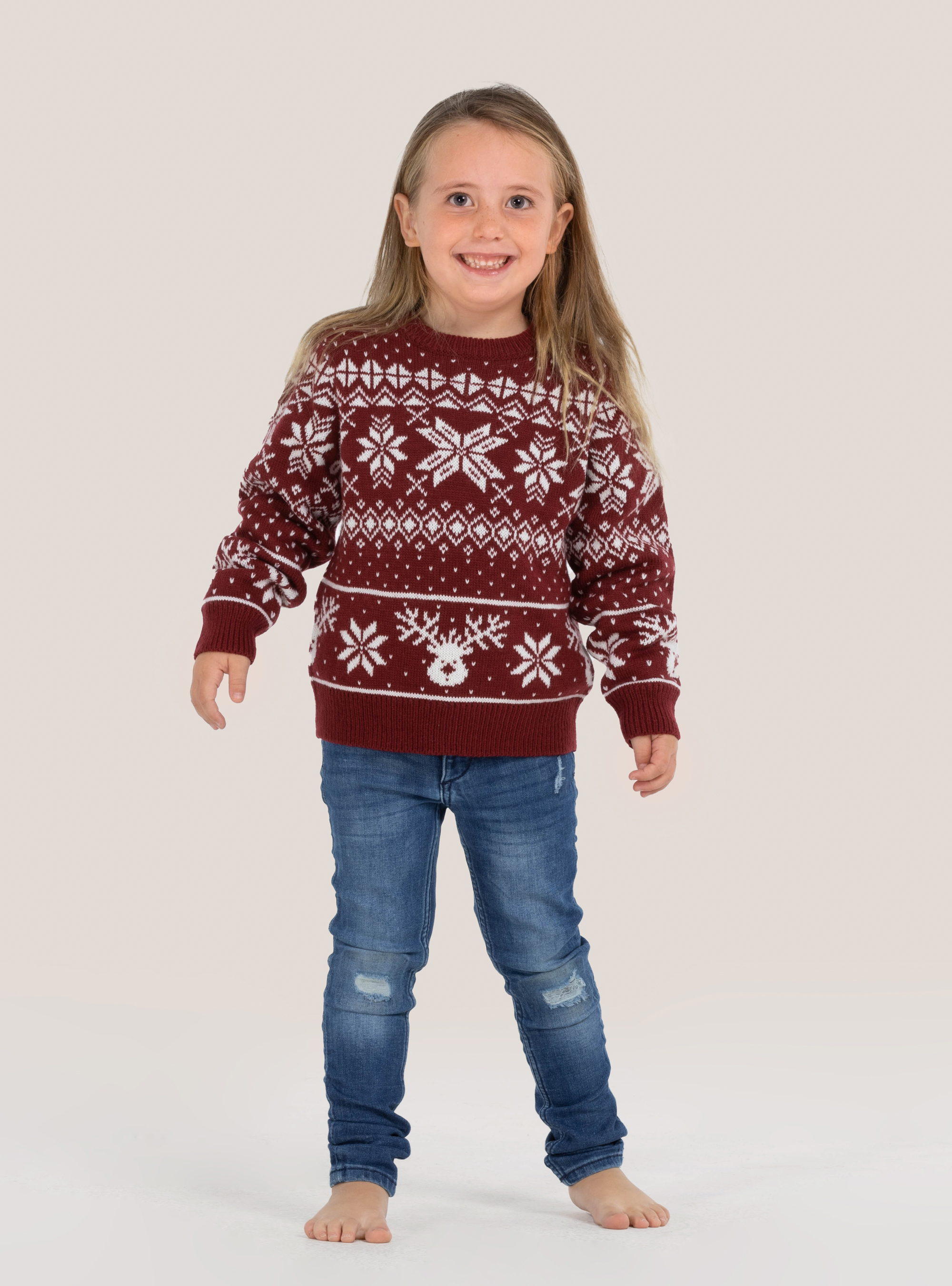 Christmas pullover ''mini me'' with snowflakes, RED