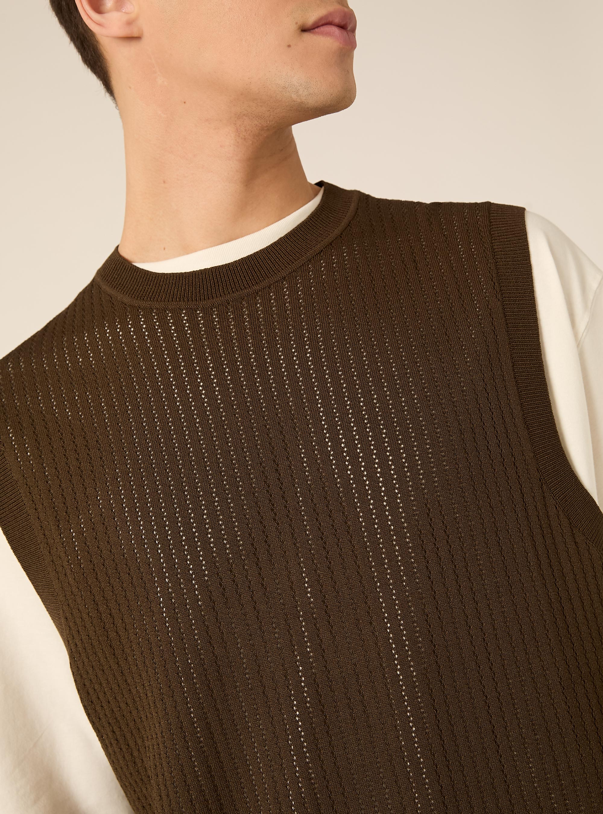 Gilet regular fit in maglia, BR3 BROWN LIGHT