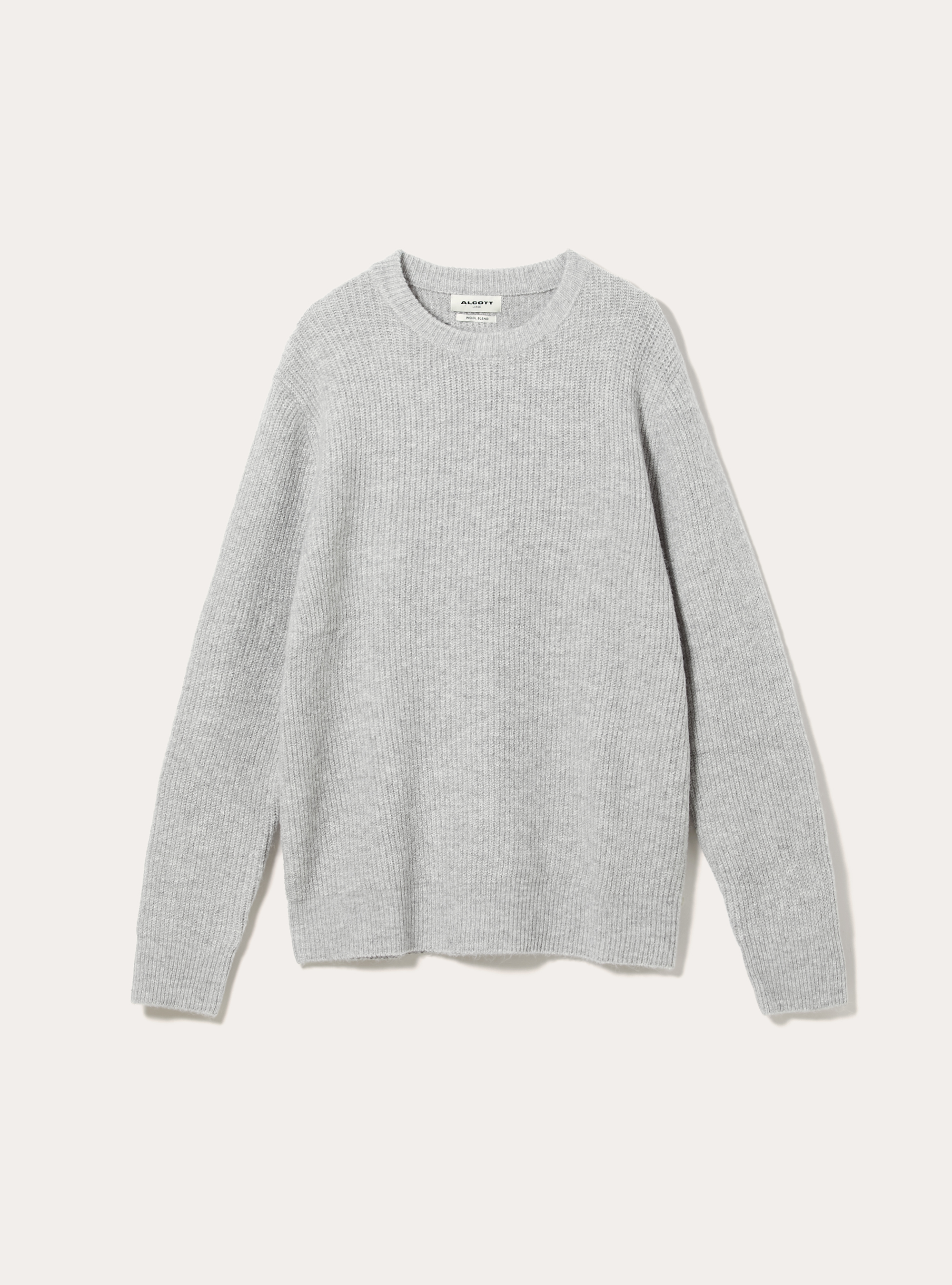 English ribbed crew neck jumper, MGY2 GREY MEL MEDIUM