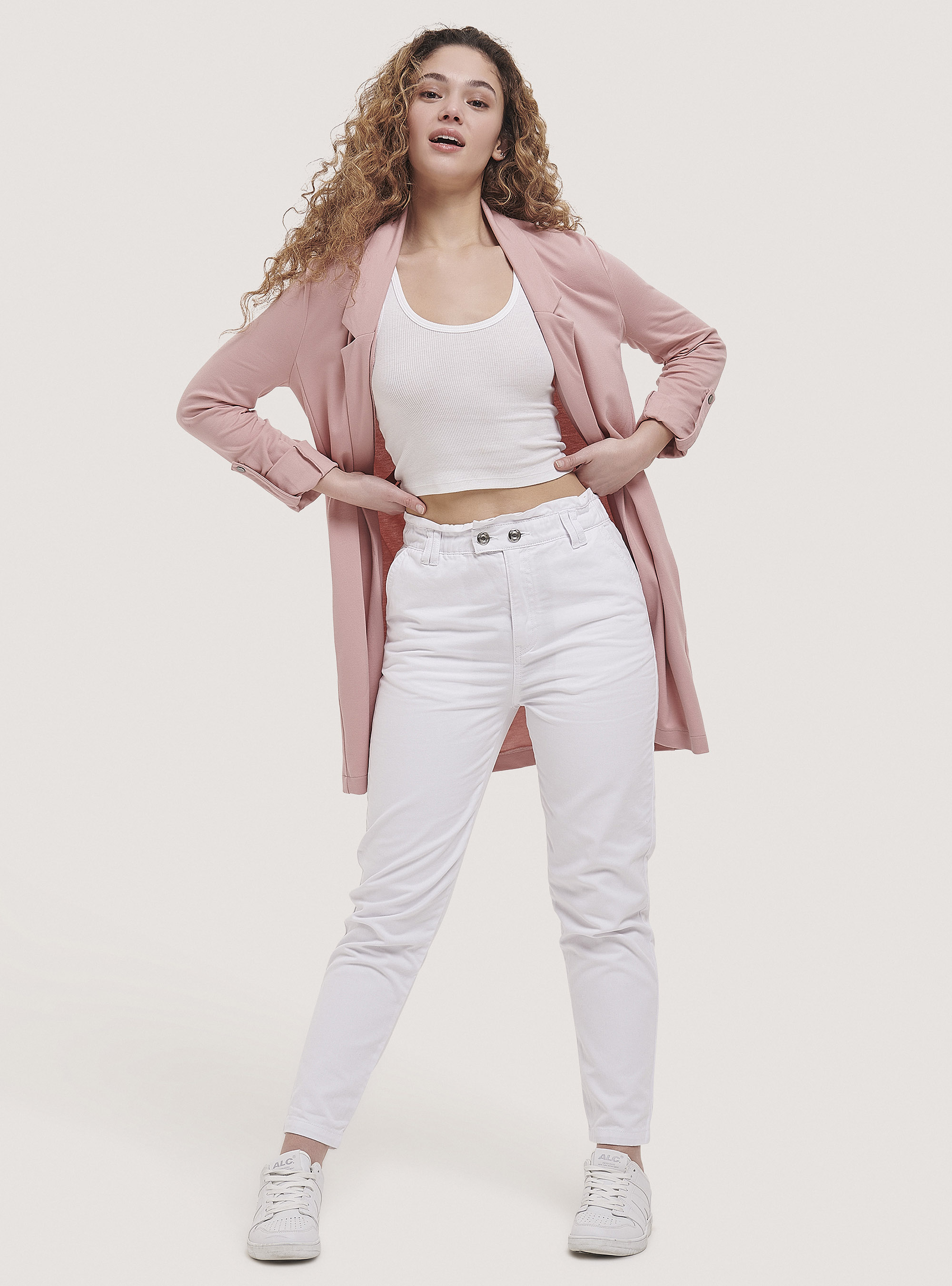 Blazer lungo in tinta unita, C4452 PINK