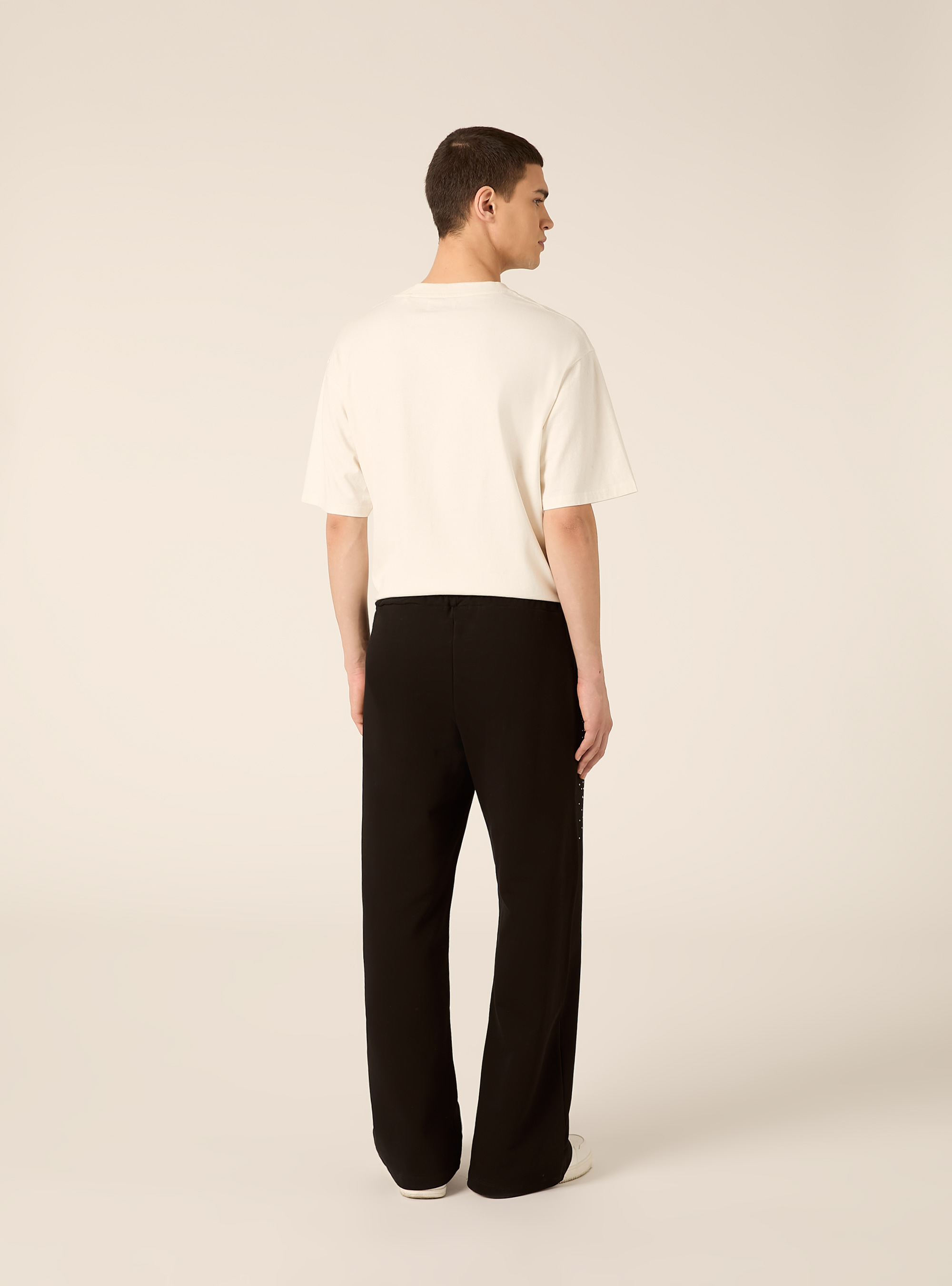 Jogger loose fit  in felpa con strass, BK1 BLACK