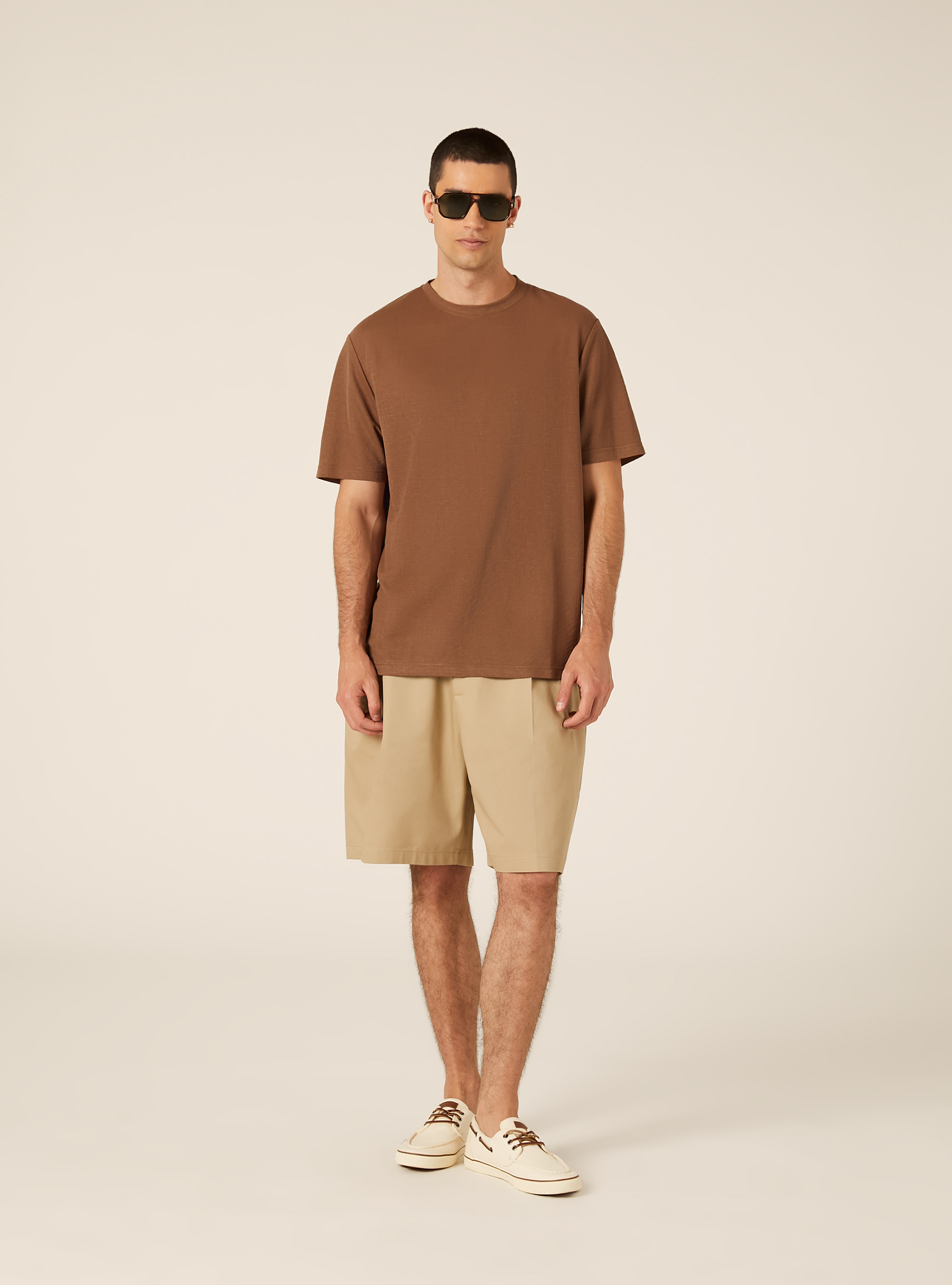 Boxy Fit Textured T-Shirt, BR2 BROWN MEDIUM