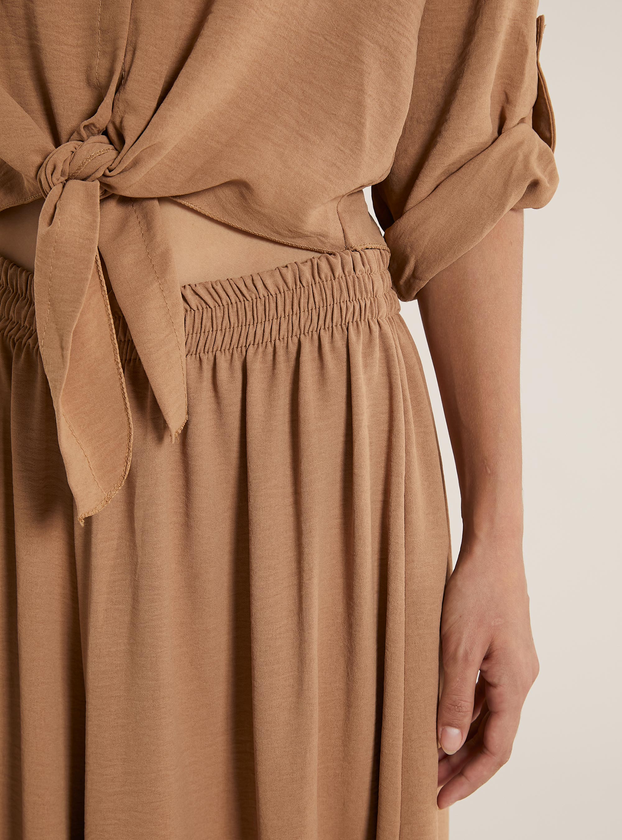 Pantaloni larghi tinta unita, TB2 TOBACCO MEDIUM