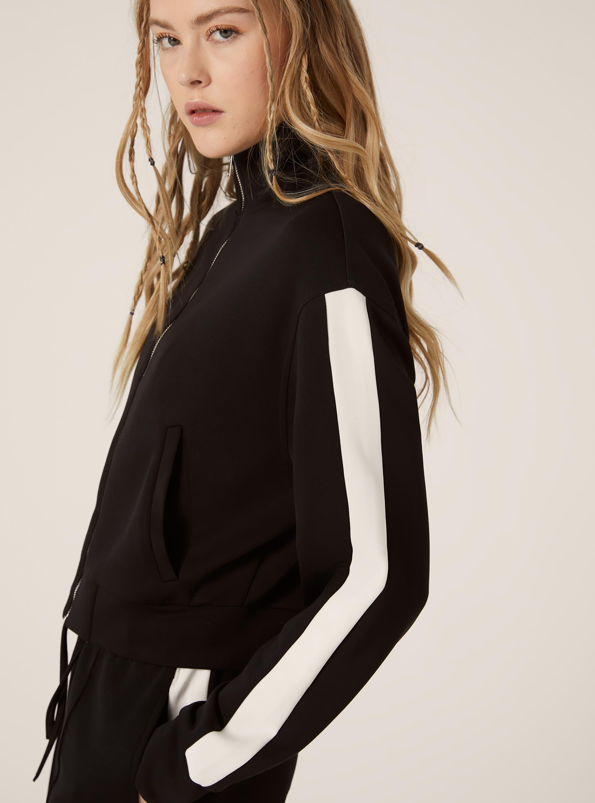 Soft touch zip sweatshirt, BK1 BLACK