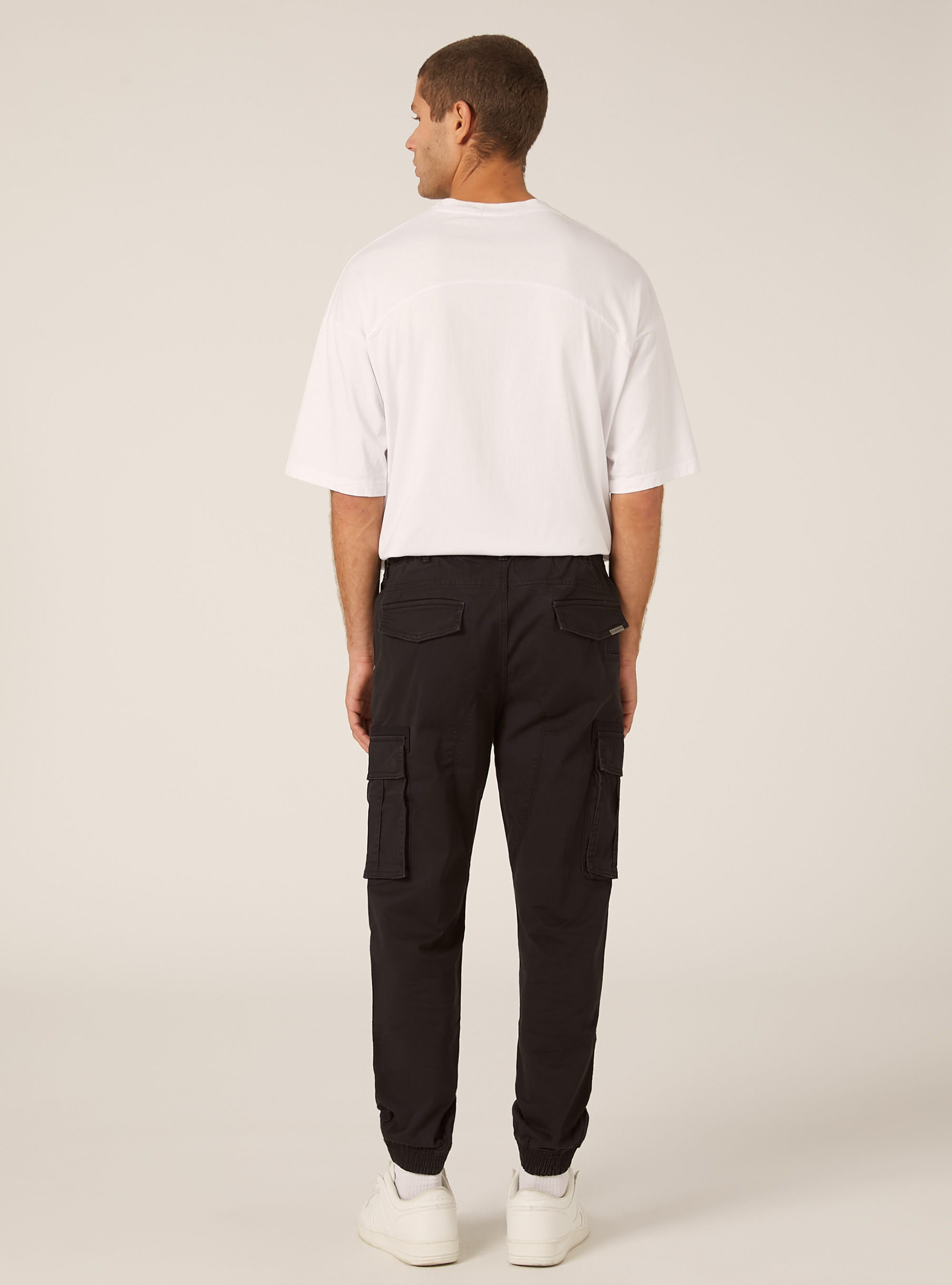 Stretch twill cargo jogger pants, BK1 BLACK