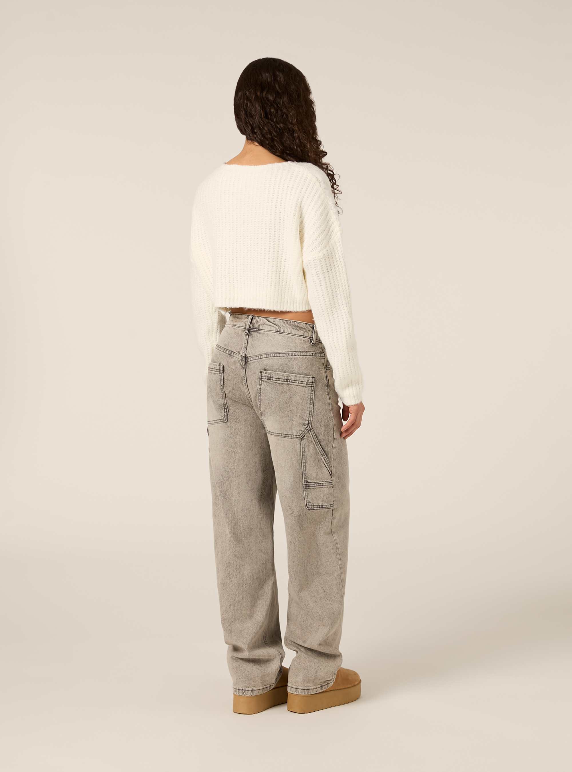 Maglia a trecce scollo a barca, WH2 WHITE