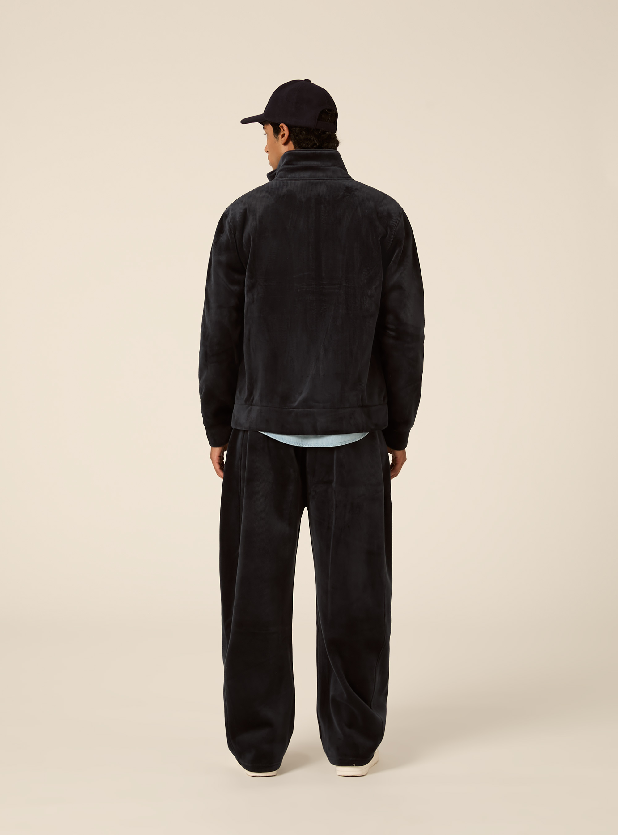 Zip up corduroy cardigan with high neck, NA2 NAVY MEDIUM