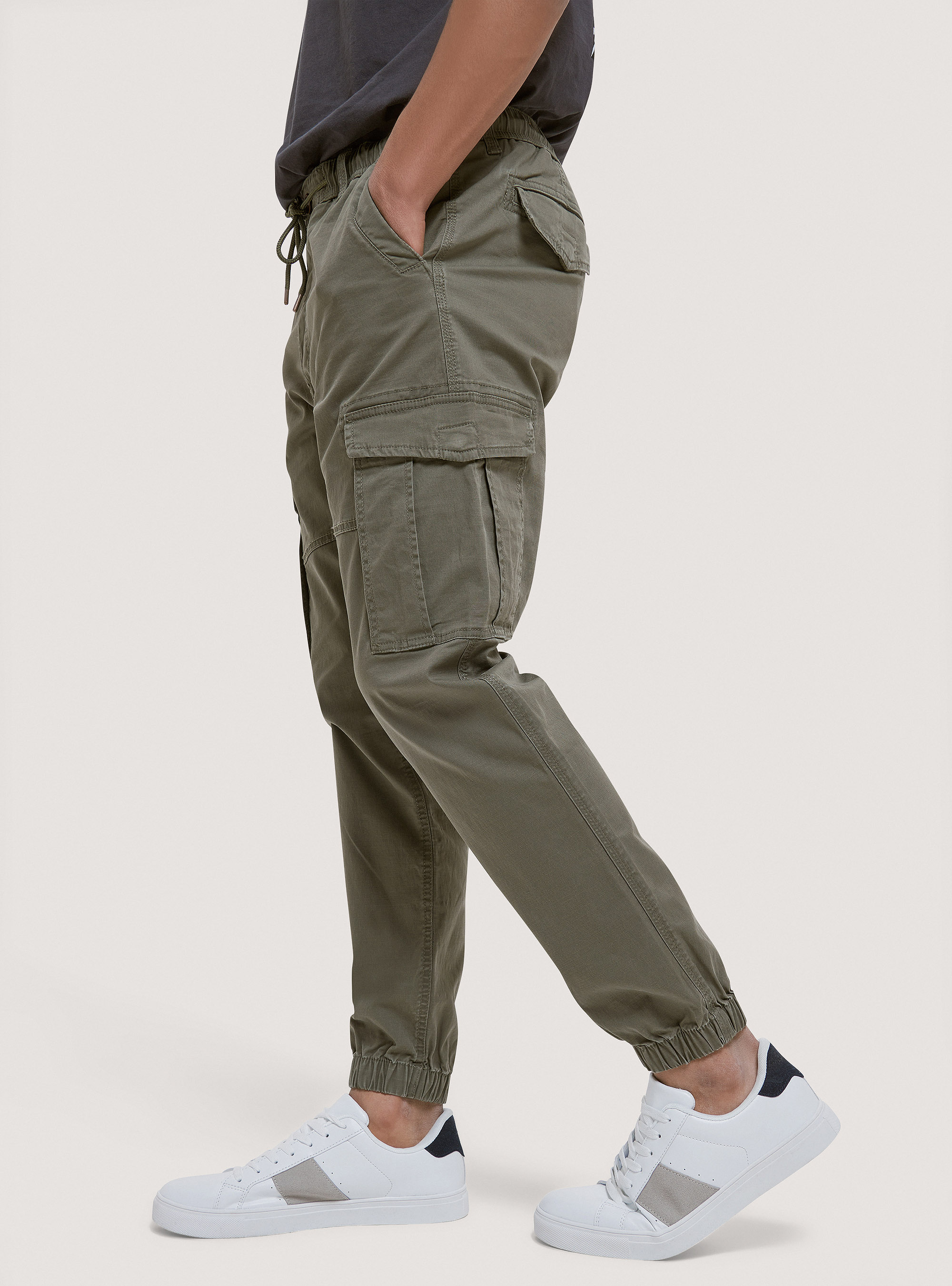 Stretch twill cargo trousers, C6603 KAKY