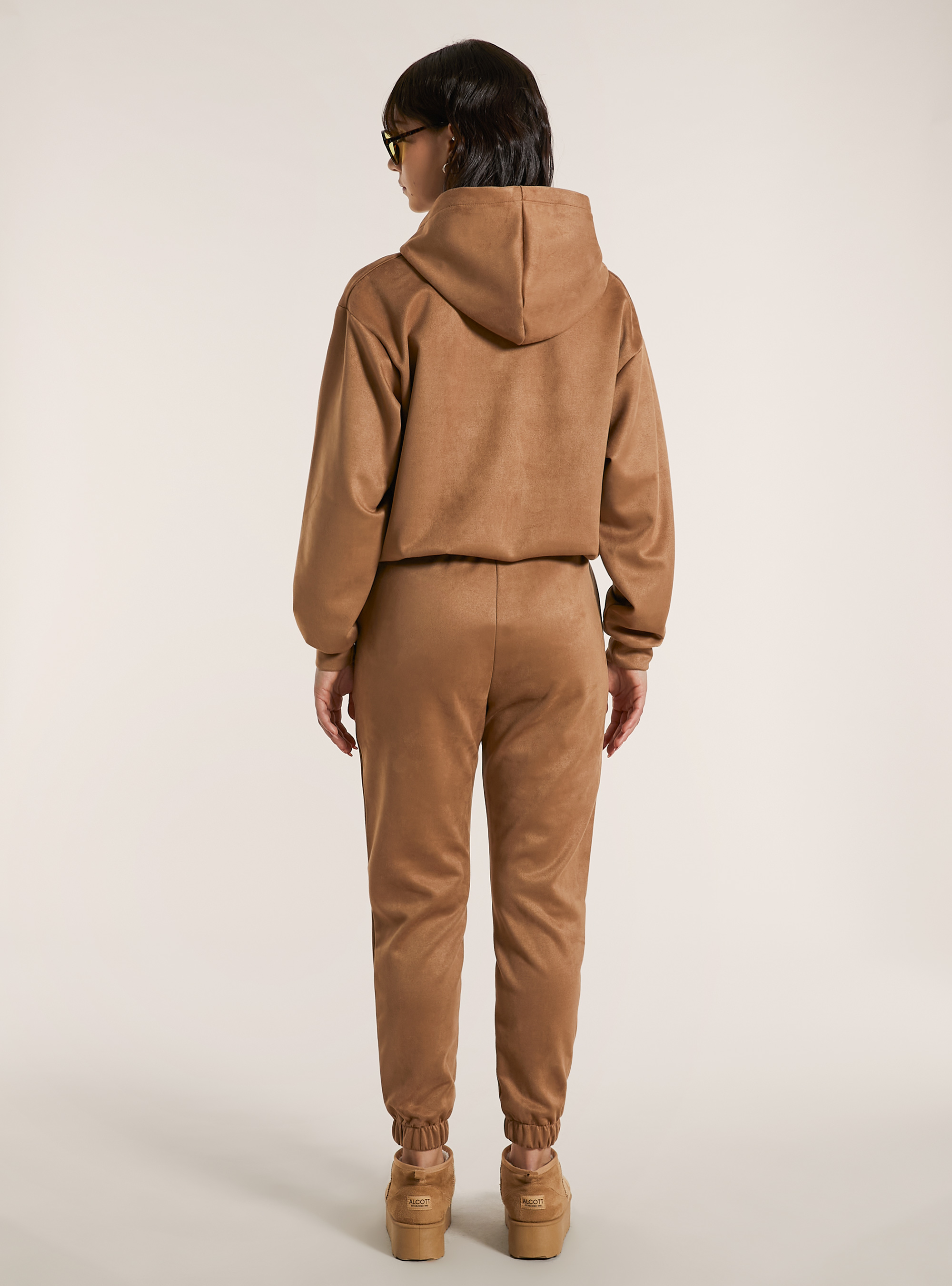Genderless boxy fit sweatshirt with suede effect zip, TB2 TOBACCO MEDIUM