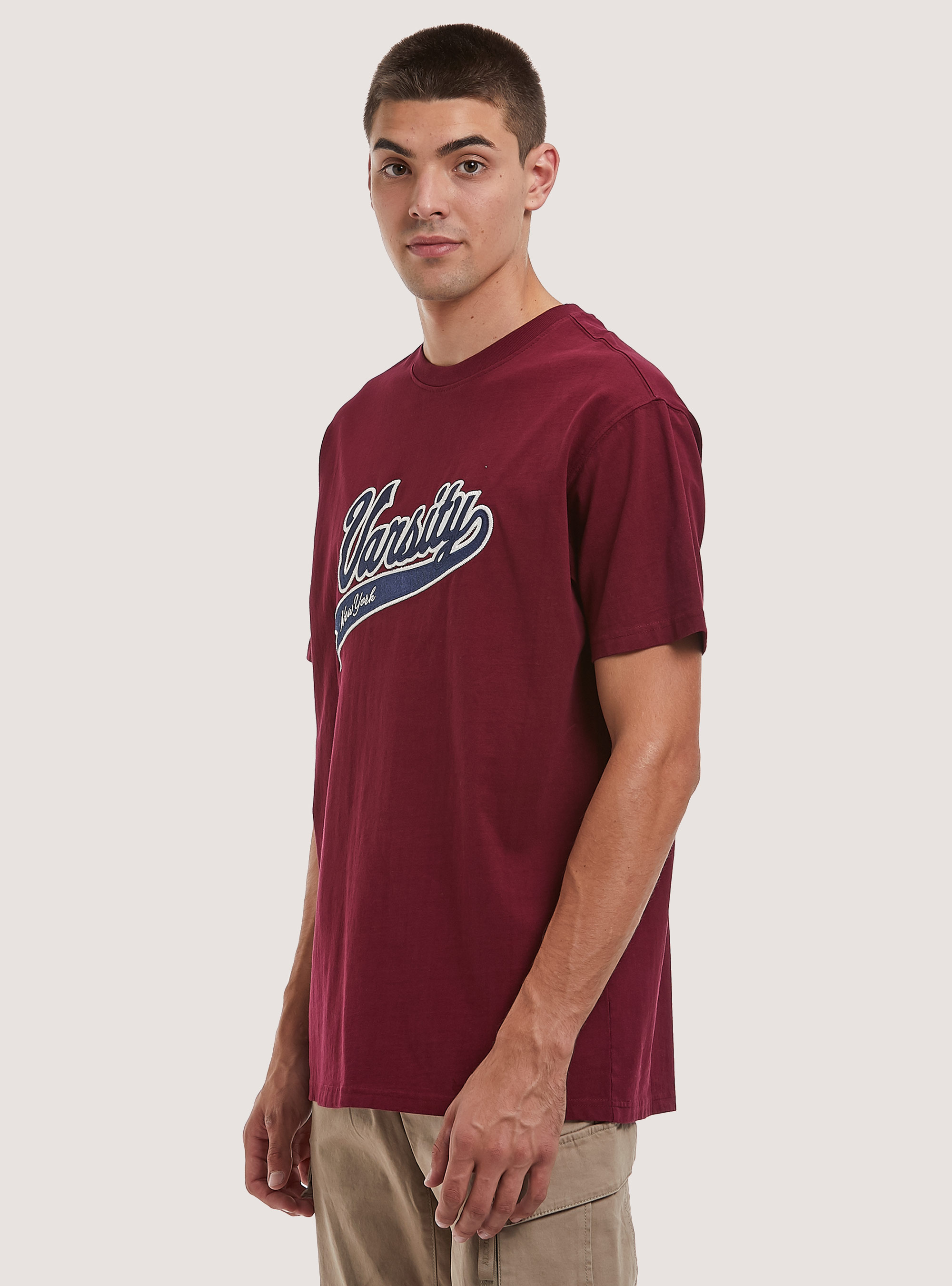 Maglietta con patch college, BO2 BORDEAUX MEDIUM