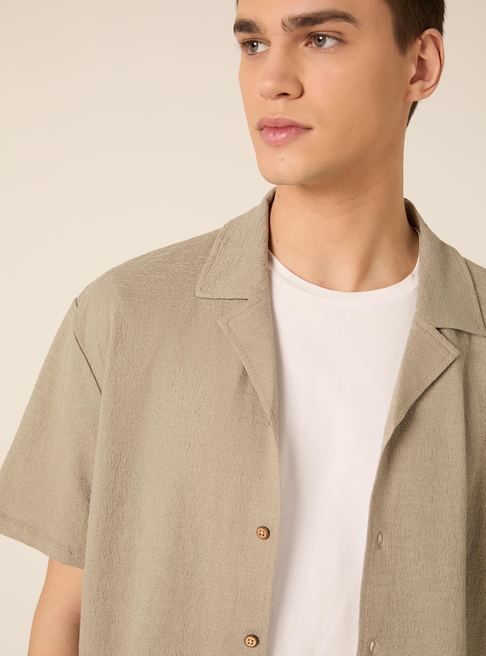 Camicia bowling in jersey texture regular fit, KY3 KAKY LIGHT