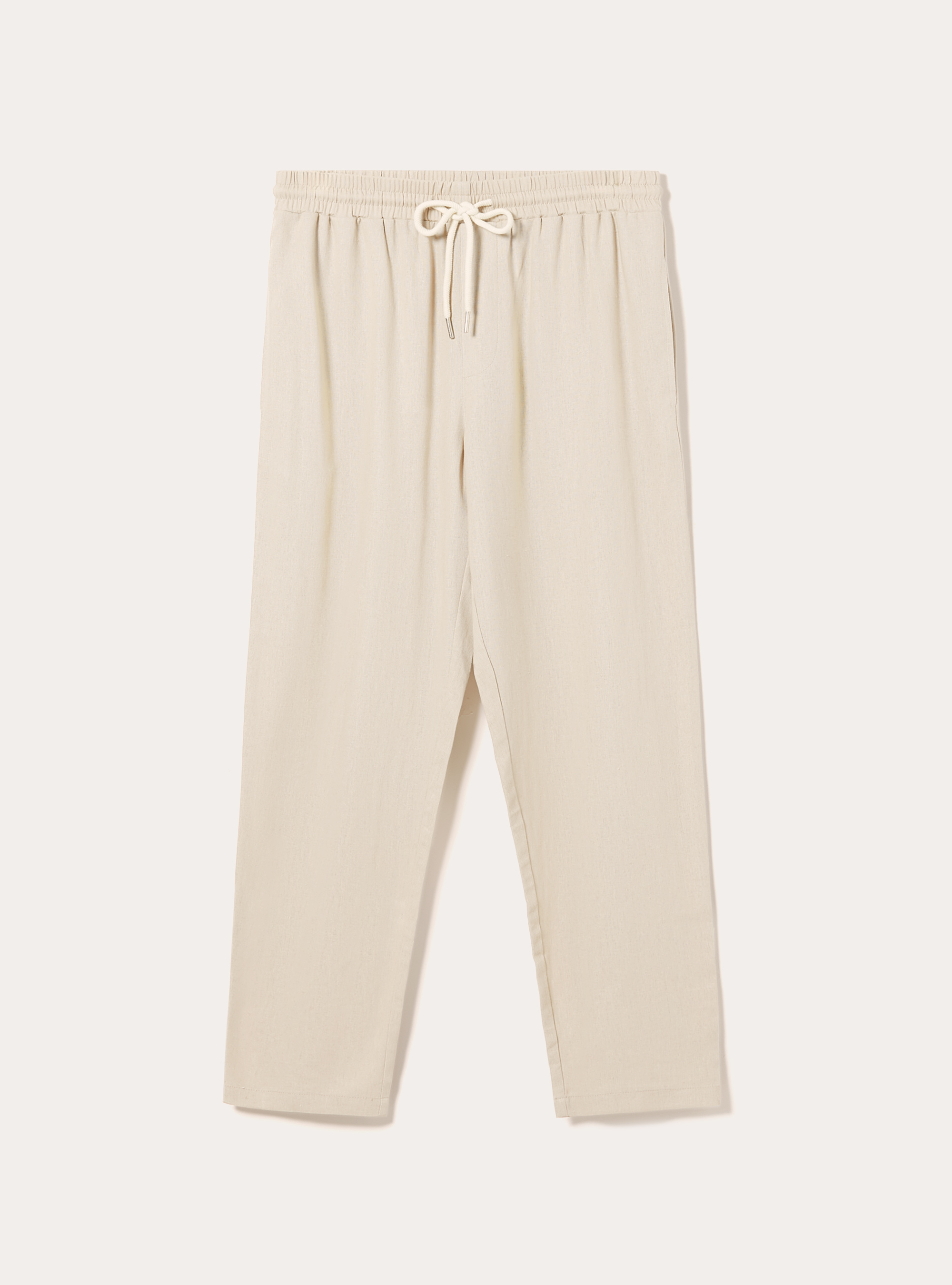 Pantaloni jogger in misto lino, BEIGE CHIARO