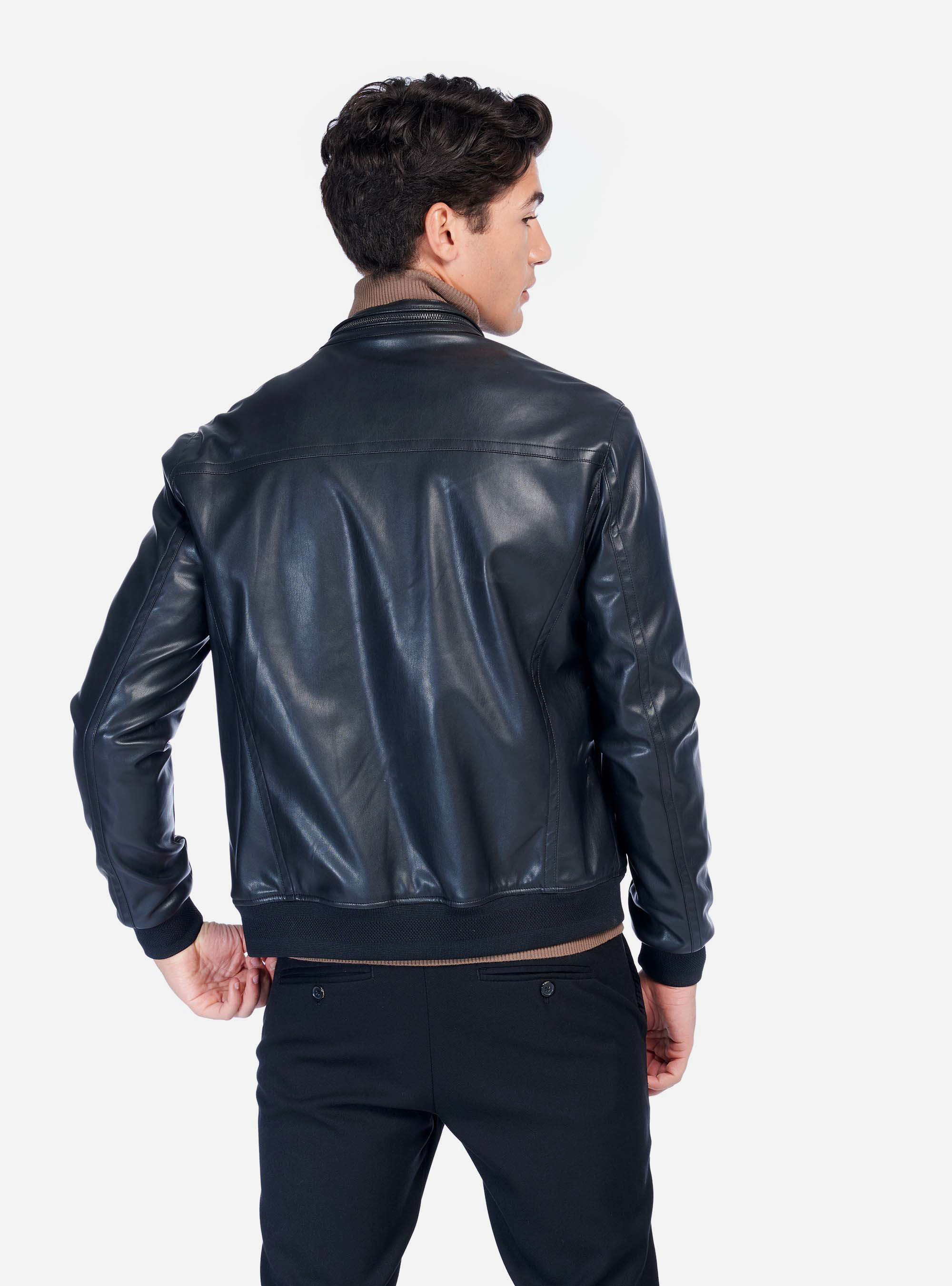JACKET FAKE LEATHER, BLACK