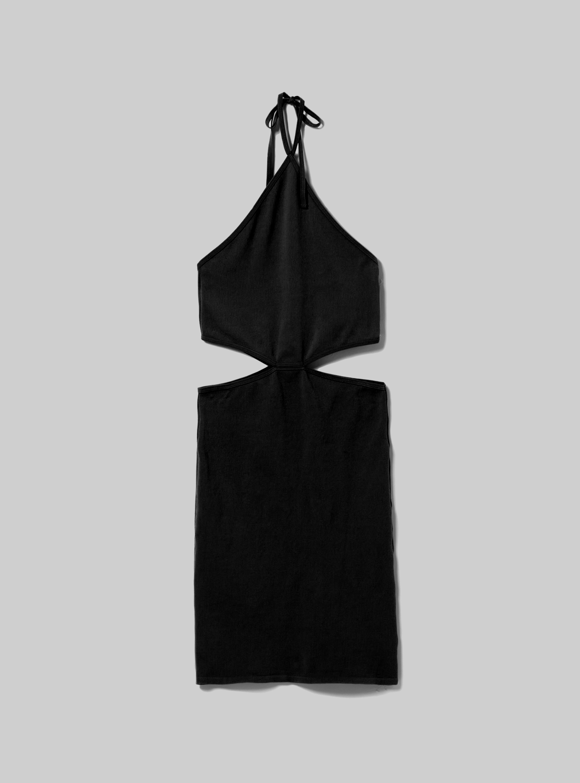 Abito con apertura ai fianchi  a costine, BK1 BLACK