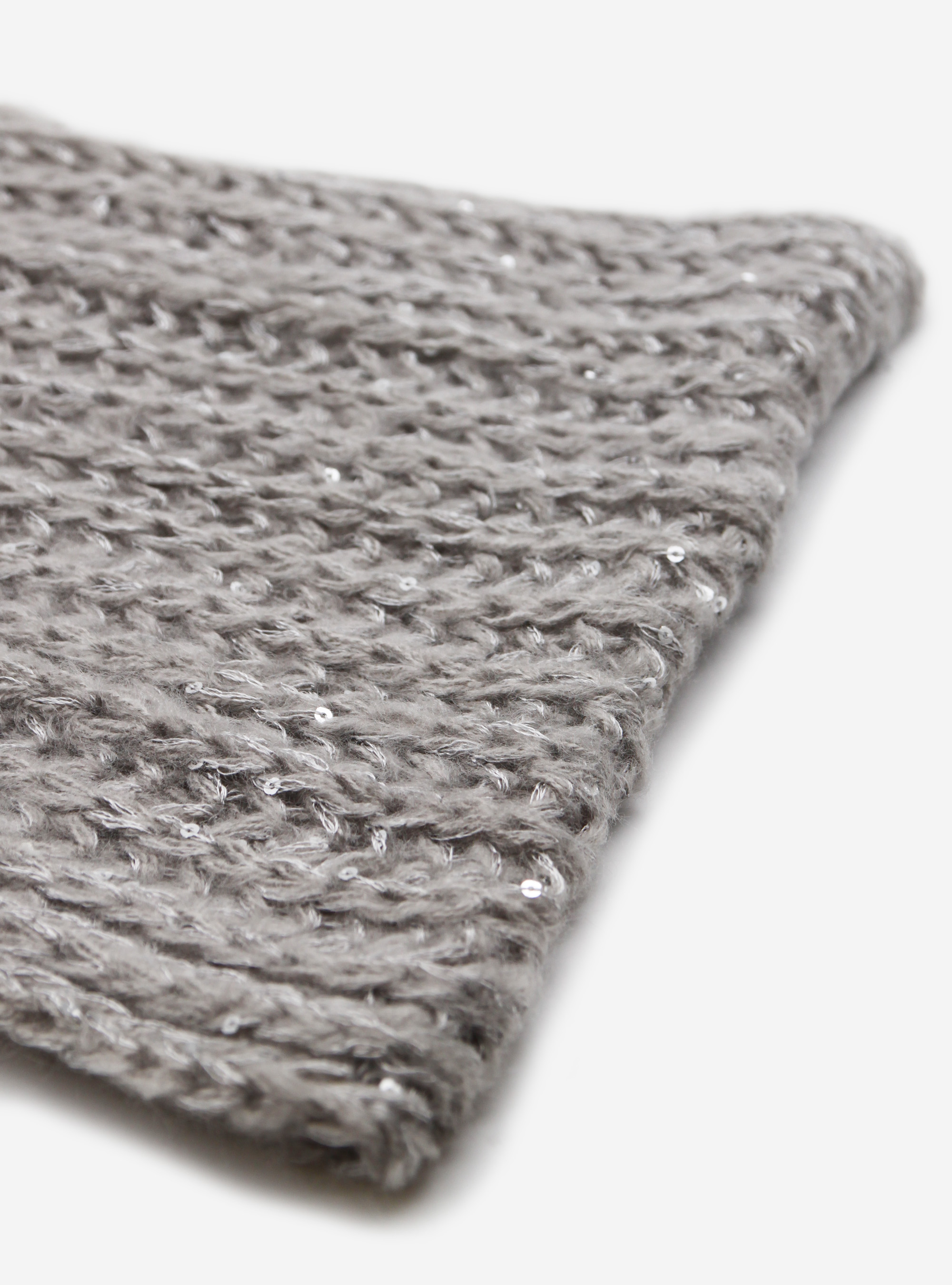 RING SCARF WITH SEQUINS, GREY MELANGE