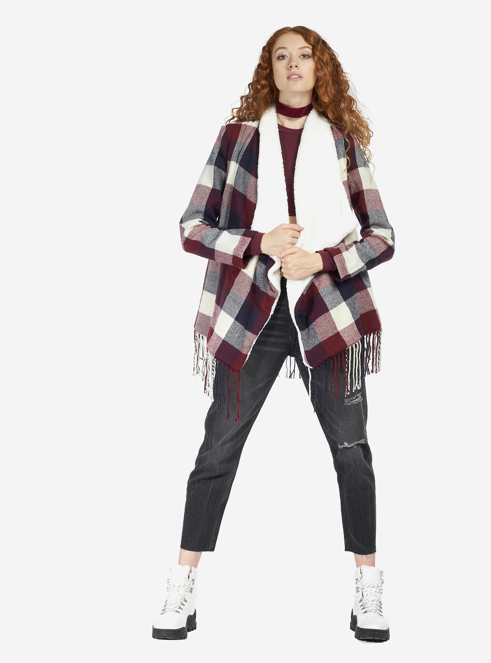 JACKET WITH FRINGES, OFF-WHITE