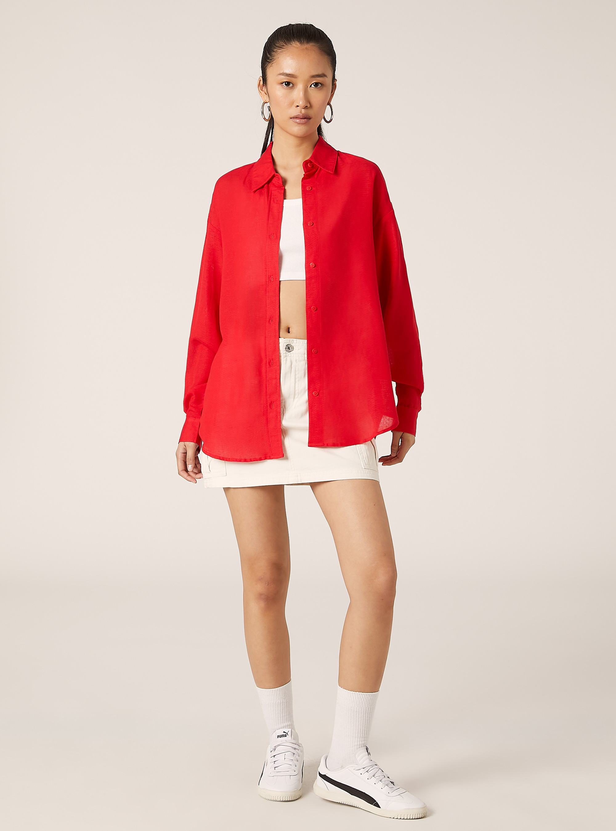 Chemise en lin de coupe confortable, RD2 RED MEDIUM