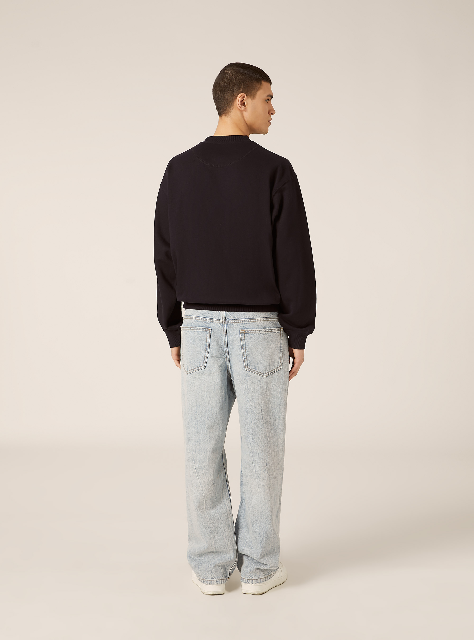 Felpa girocollo basica boxy fit, NA1 NAVY DARK