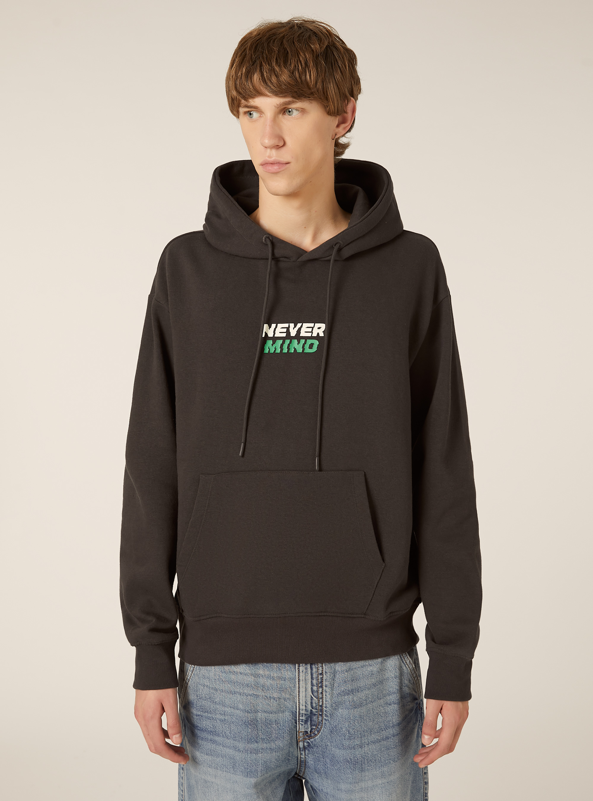 Sudadera con estampado y capucha, BK2 BLACK MEDIUM