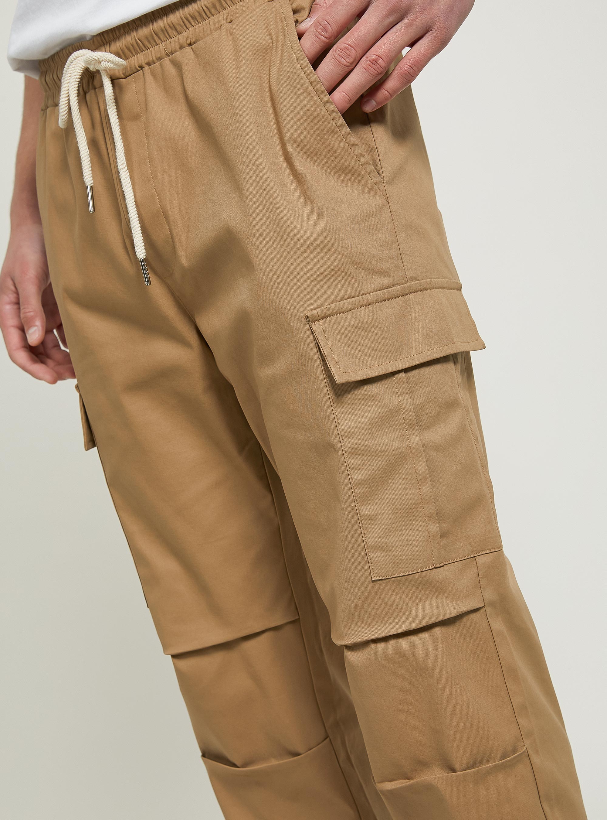 Pantaloni parachute con tasconi, BG1 BEIGE DARK