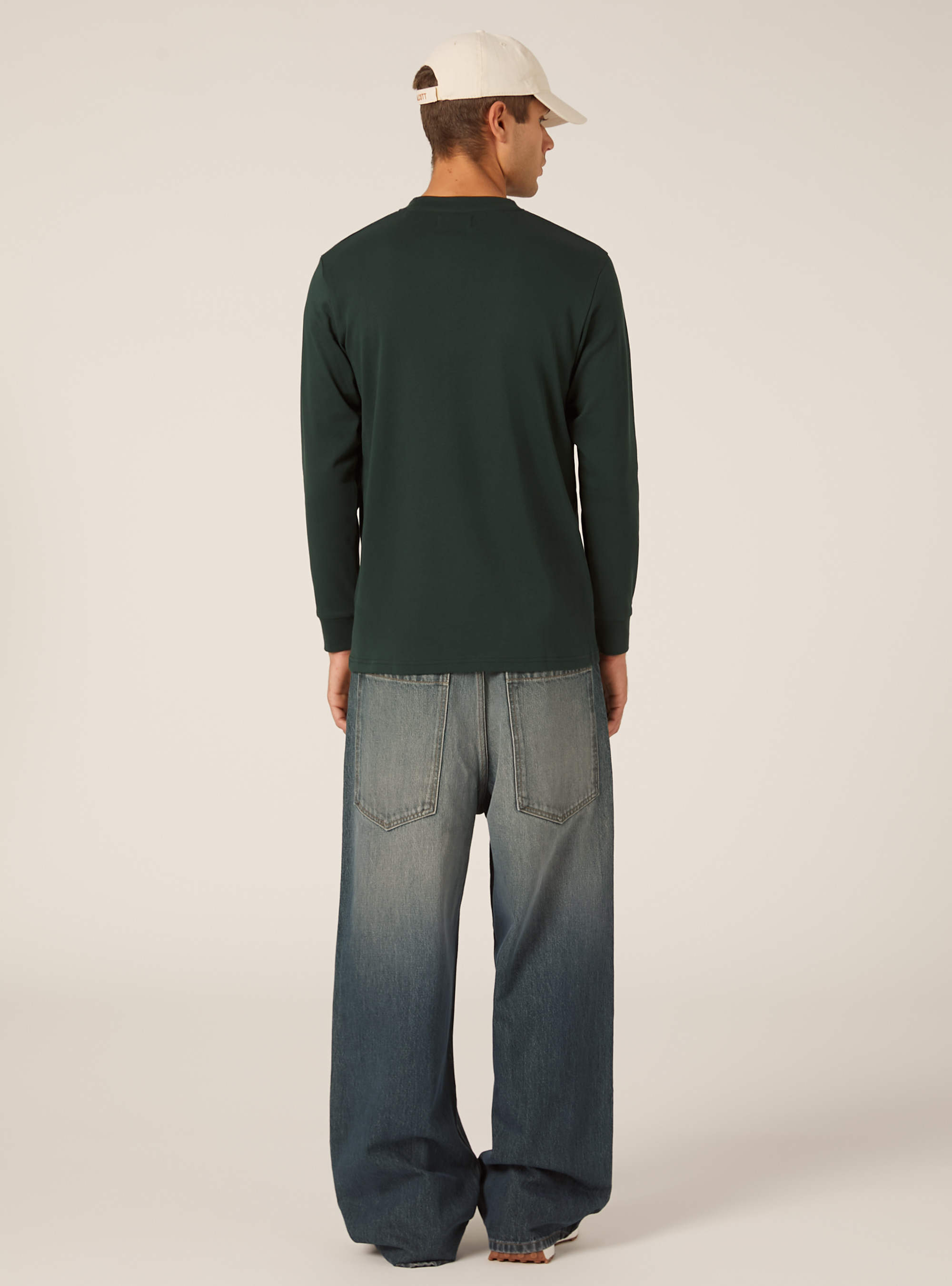 Long-sleeved cotton T-shirt, GN1 GREEN DARK