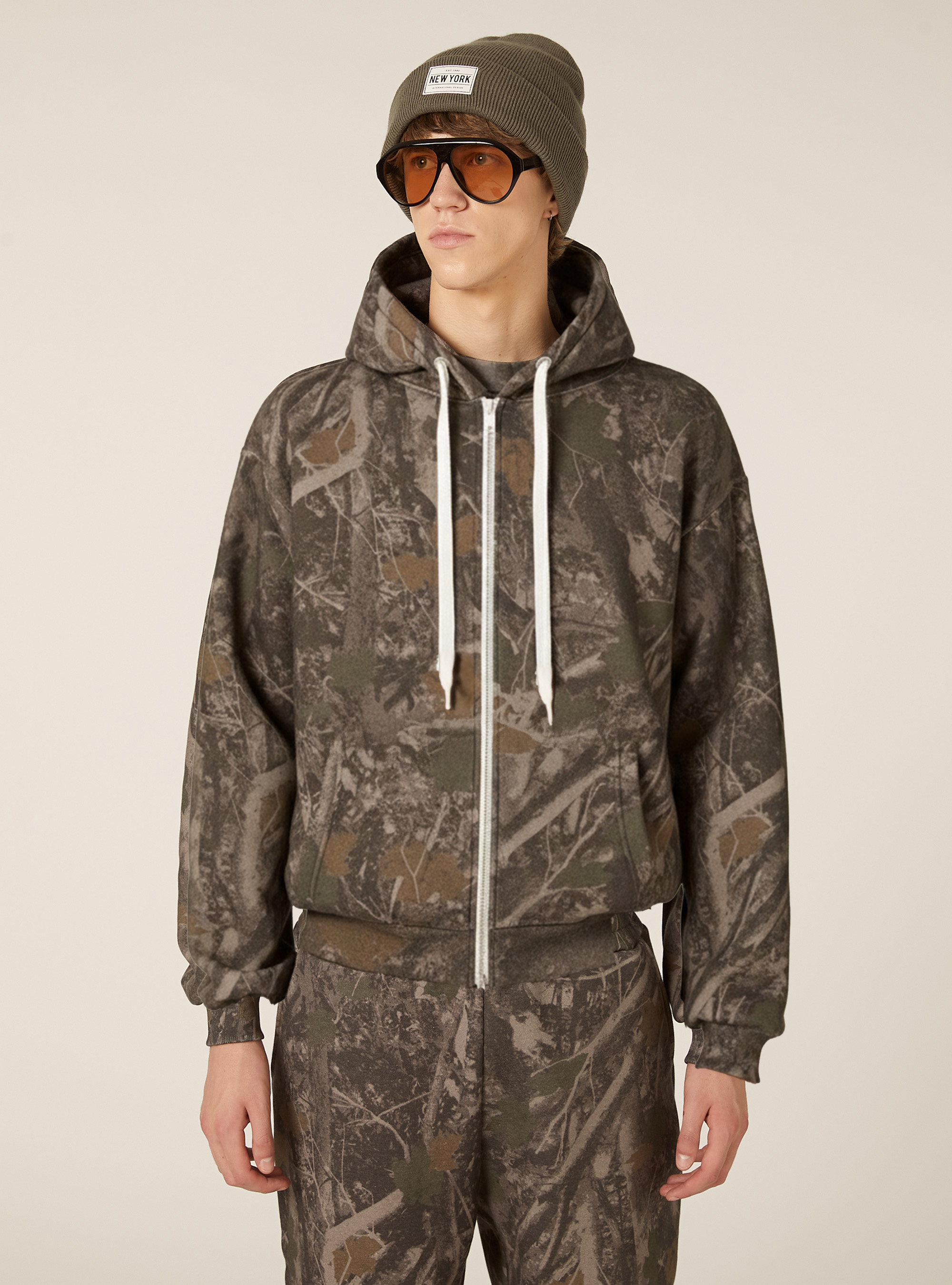 Cardigan in felpa boxy fit camo forest, KY2 KAKY MEDIUM