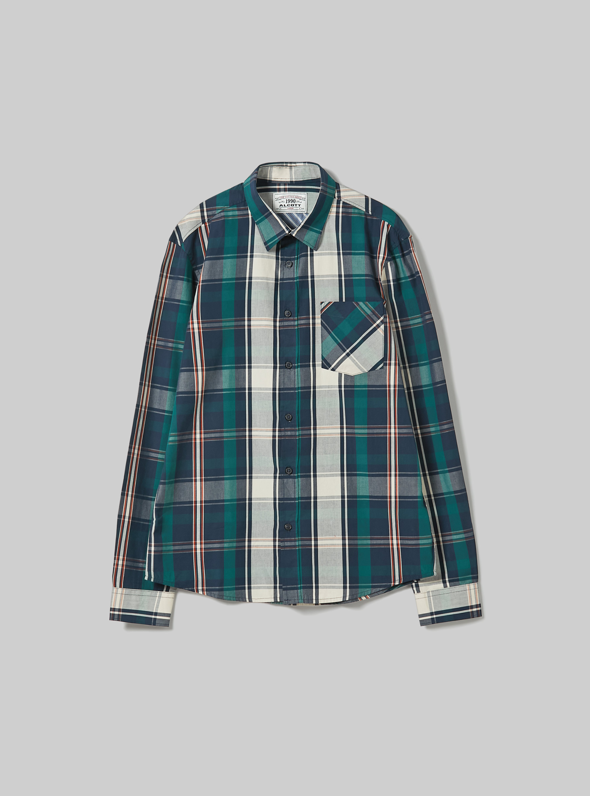 Camicia a quadri in cotone, GN1 GREEN DARK