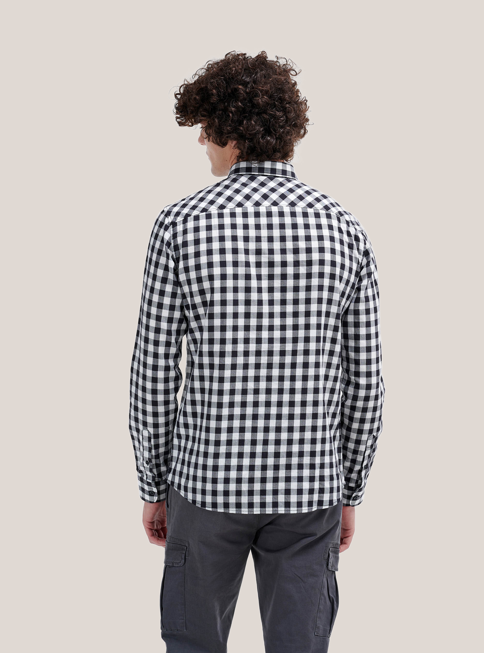 Chemise à carreaux en coton durable, C101 BLACK