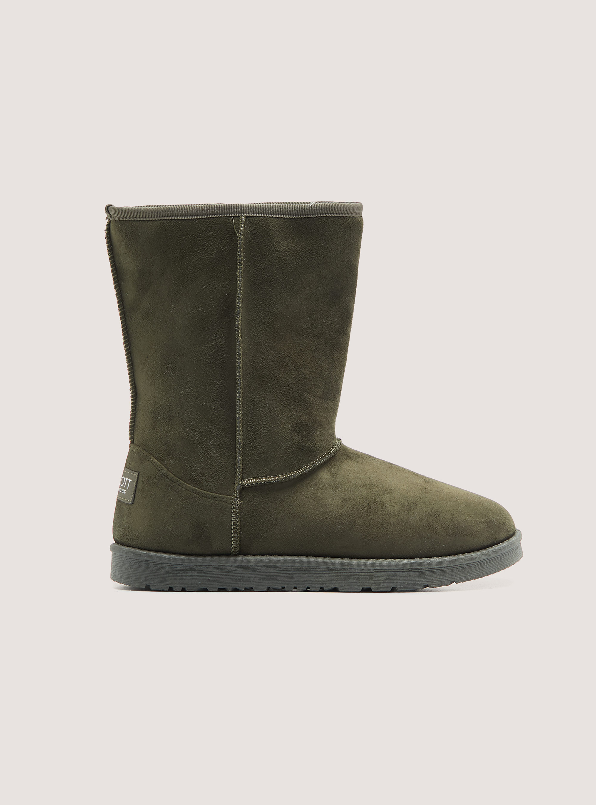 Suede ankle boots with faux fur inside, C6575 GREEN